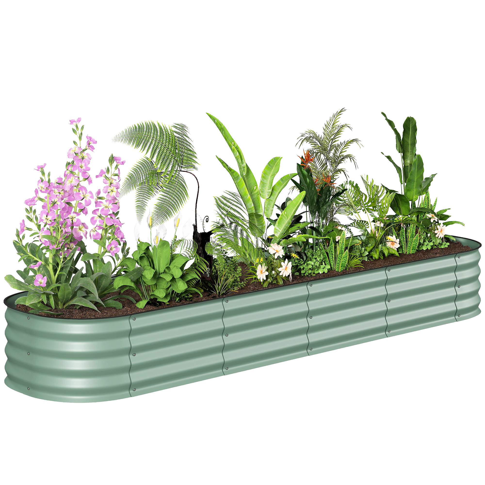 7.9' x 2' x 1' Galvanized Raised Garden Bed Kit, Metal Planter Box with Safety Edging, Brown (Drop Shipping Only, Not for Amazon)