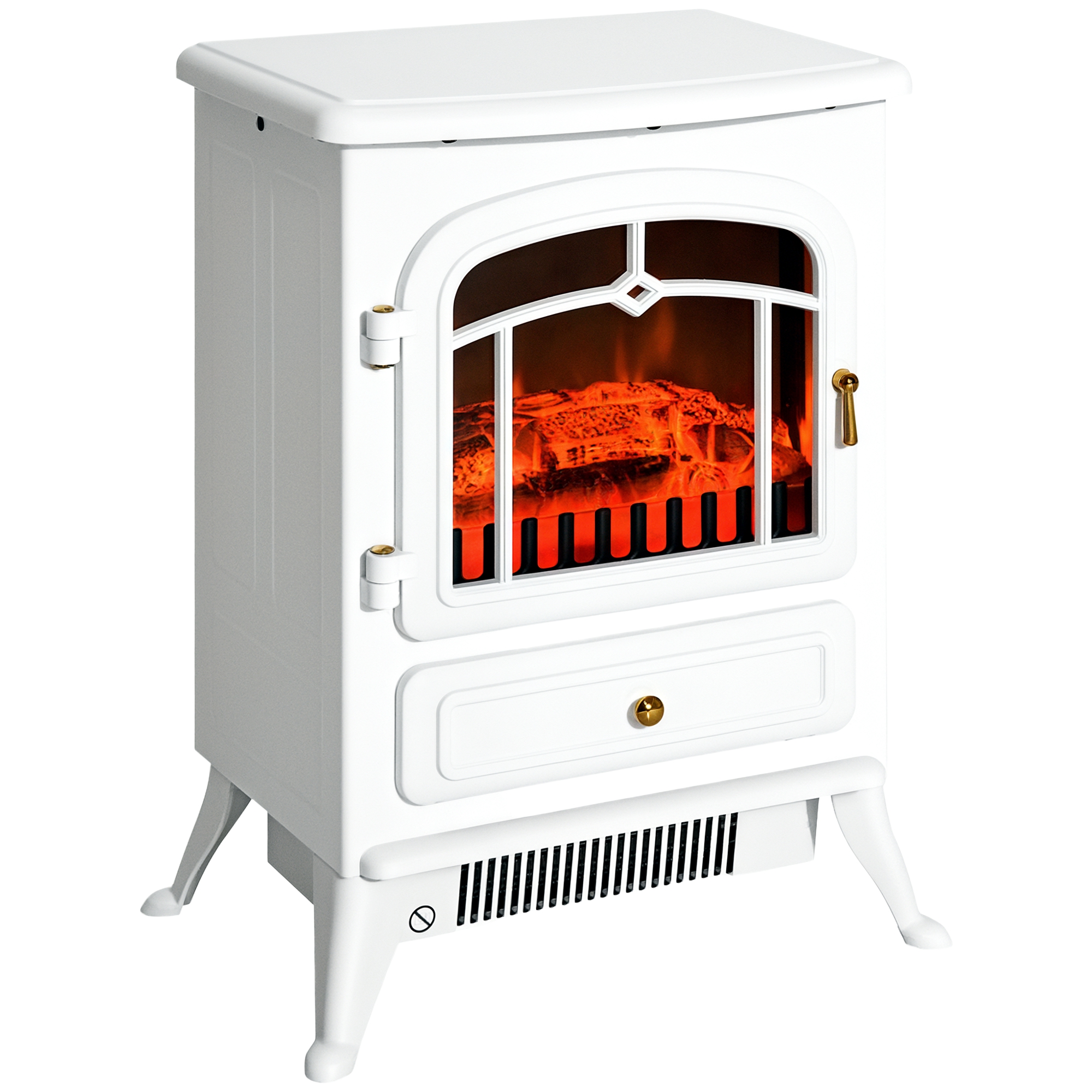 Fireplace Stove, Electric Fireplace Heater with Realistic LED Flames and Logs, 725W/1450W, Dark Brown (Drop Shipping Only, Not for Amazon)