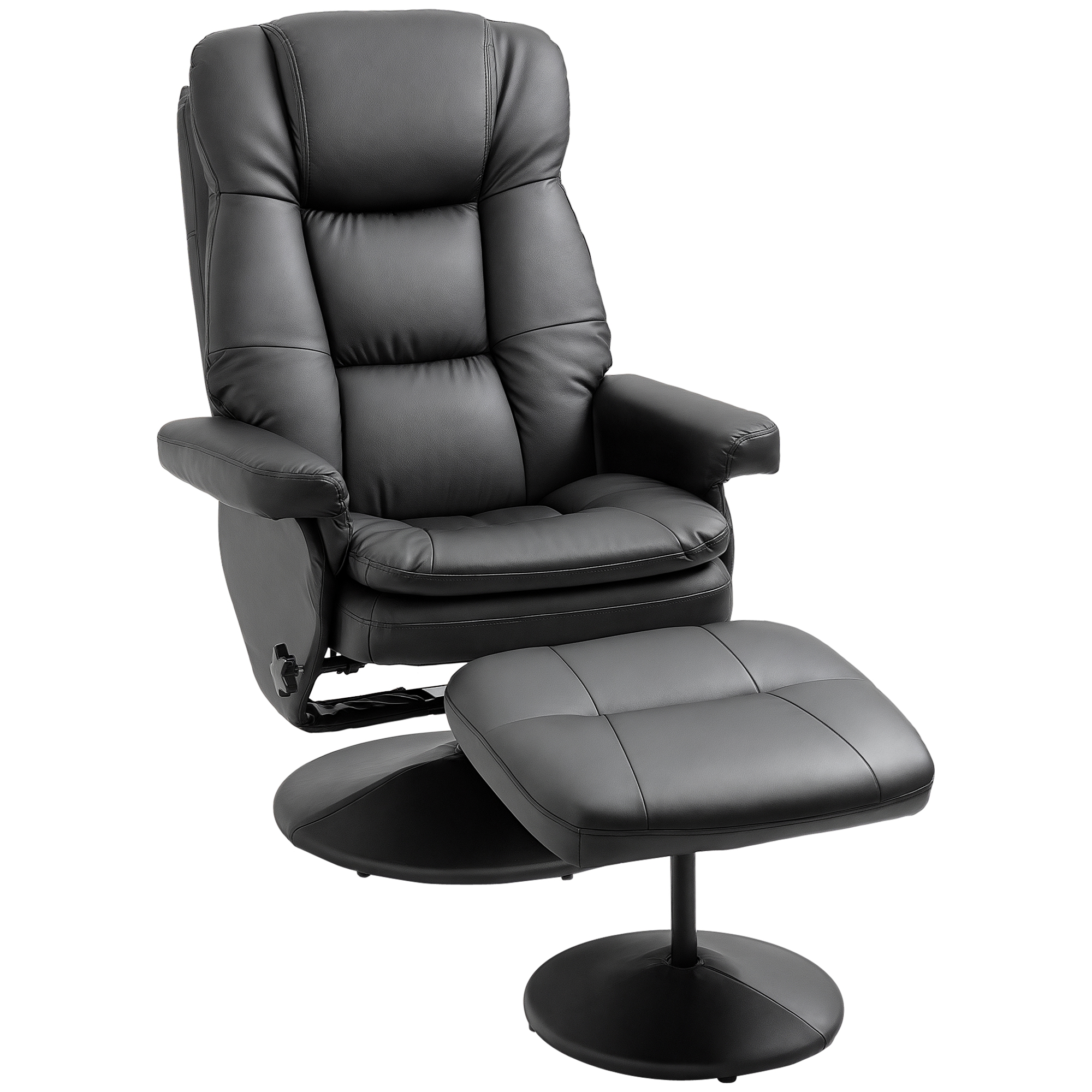 PU Leather Recliner Chair with Ottoman, Swivel Recliner and Ottoman with Round Wrapped Base for Living Room, Cream White (Drop Shipping Only, Not for Amazon)