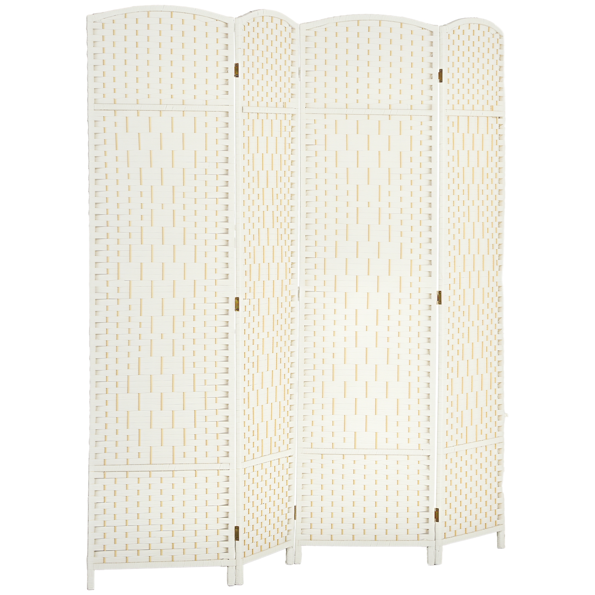 Folding Room Divider Screen 4 Panel 6' Tall Privacy Screen Freestanding Wood Partition for Home Office, Brown (Drop Shipping Only, Not for Amazon)