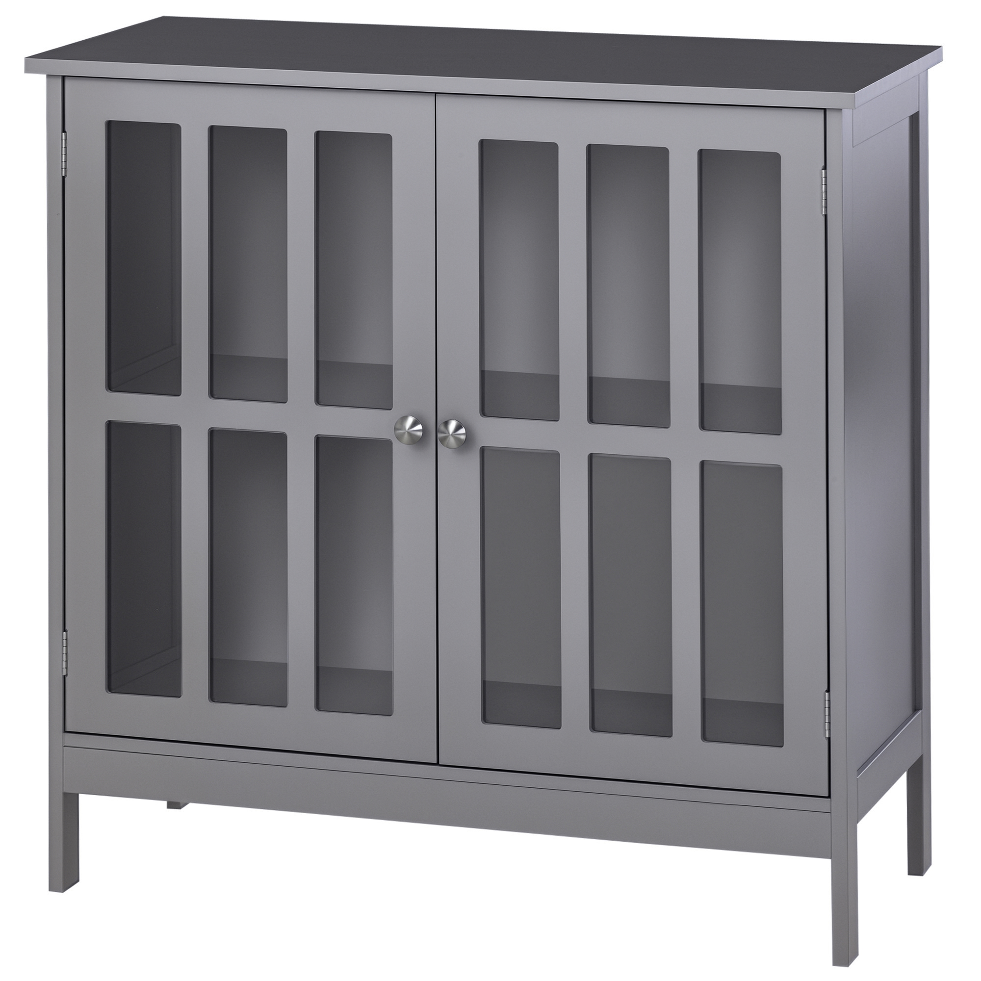 Contemporary Storage Cabinet, Cupboard Buffet Credenza with 2 Doors for Kitchen, Hallway, Living Room, Gray (Drop Shipping Only, Not for Amazon)