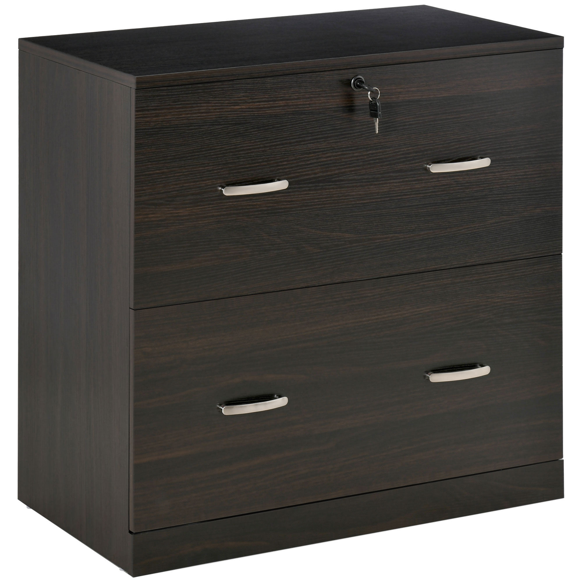 2-Drawer File Cabinet with Lock and Keys, Lateral Storage Filing Cabinet with Hanging Bar for Letter Size, Home Office, Walnut (Drop Shipping Only, Not for Amazon)