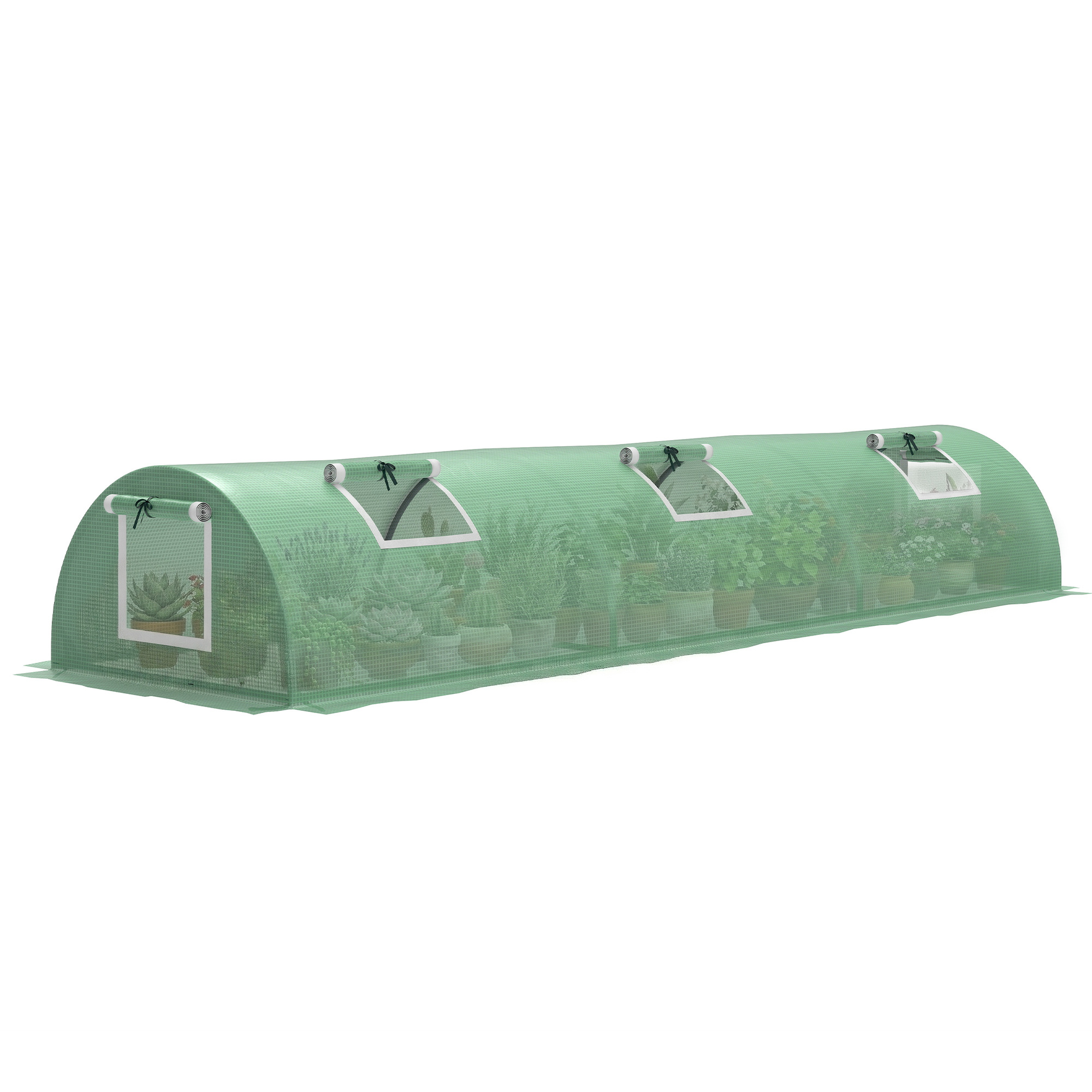 Mini Greenhouse, Portable Tunnel Green House, Green Grow House Steel Frame with 5 Mesh Windows, 3 M, Green (Drop Shipping Only, Not for Amazon)