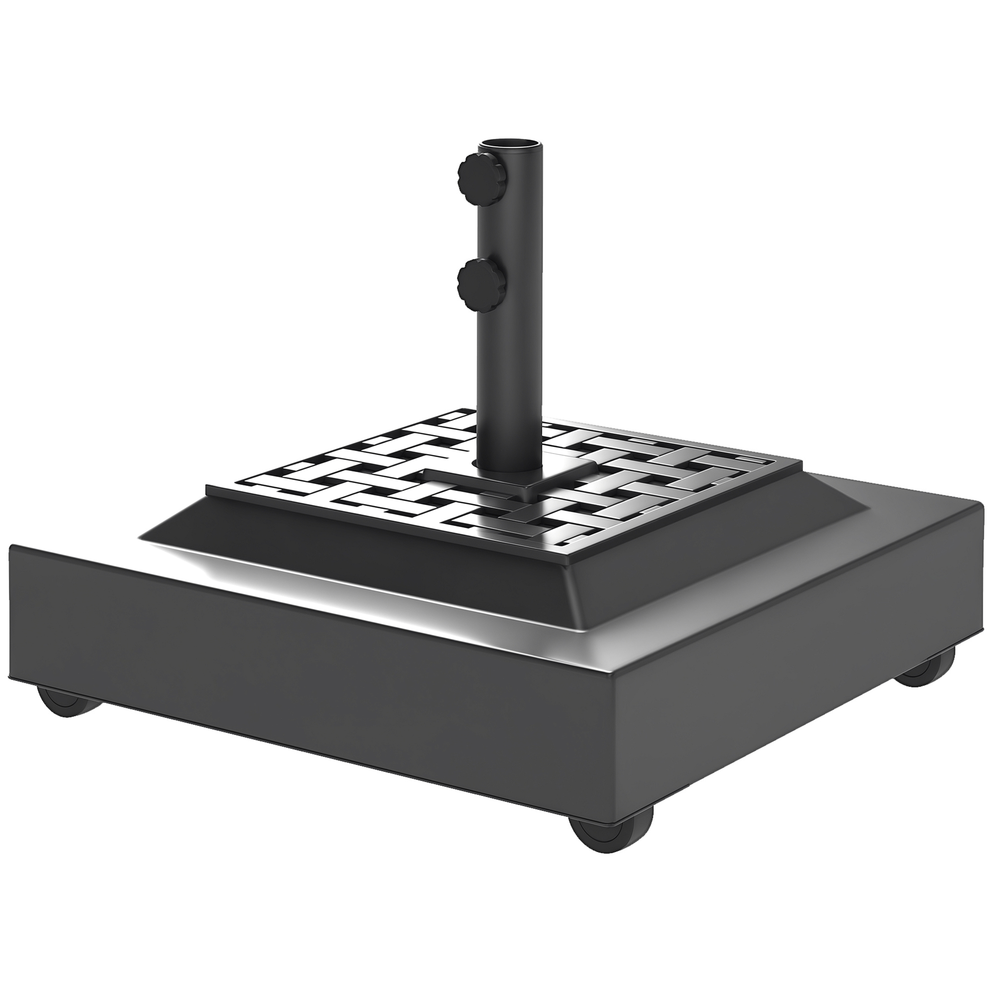 Outdoor Umbrella Stand Base with Wheels, Heavy Duty Patio Umbrella Base, Filled Up to 143lbs with Stand or 112lbs with Water, Patio Umbrella Holder for Garden, Poolside, Black (Drop Shipping Only, Not for Amazon)