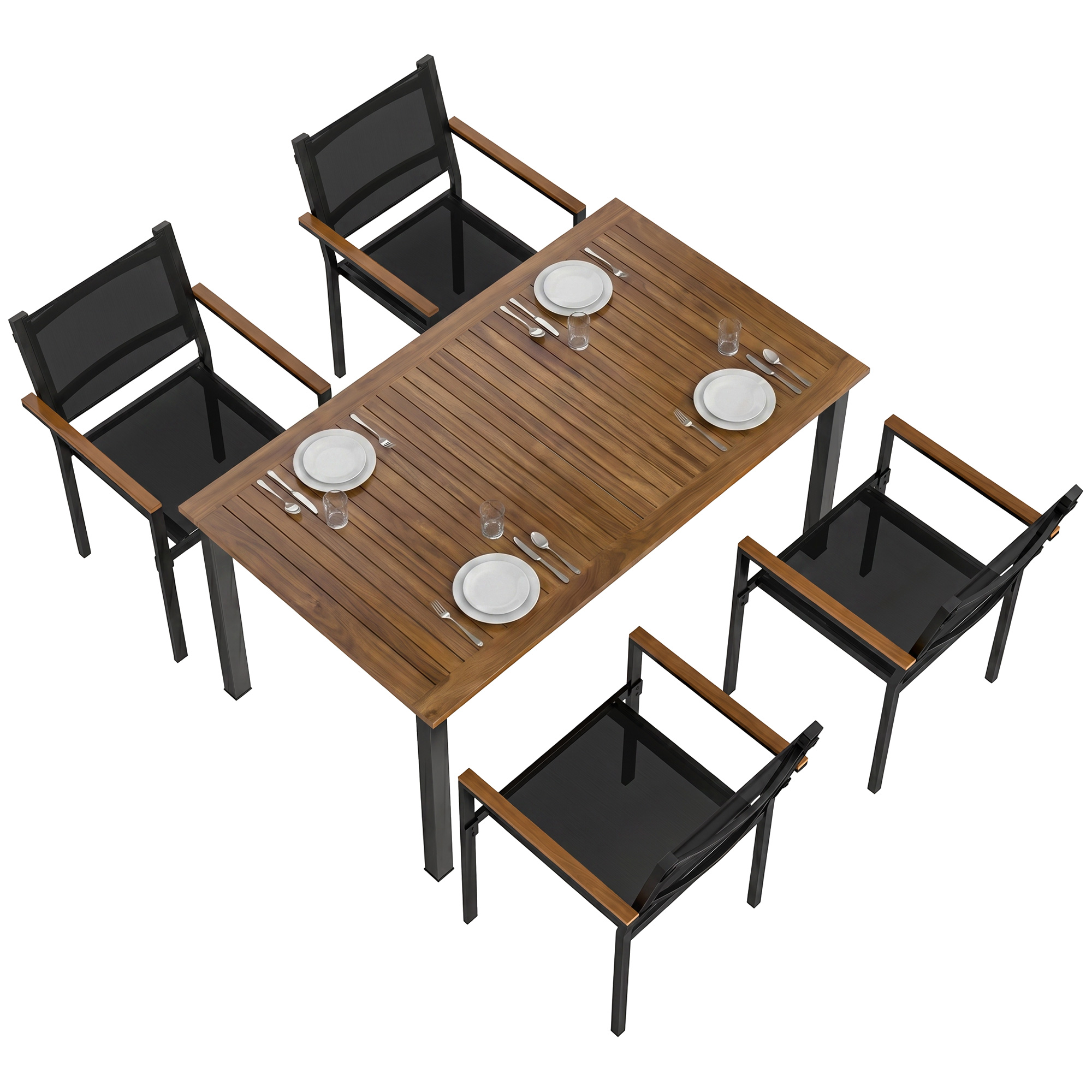 Outdoor Dining Set for 4, Patio Table and Chairs Set with 59