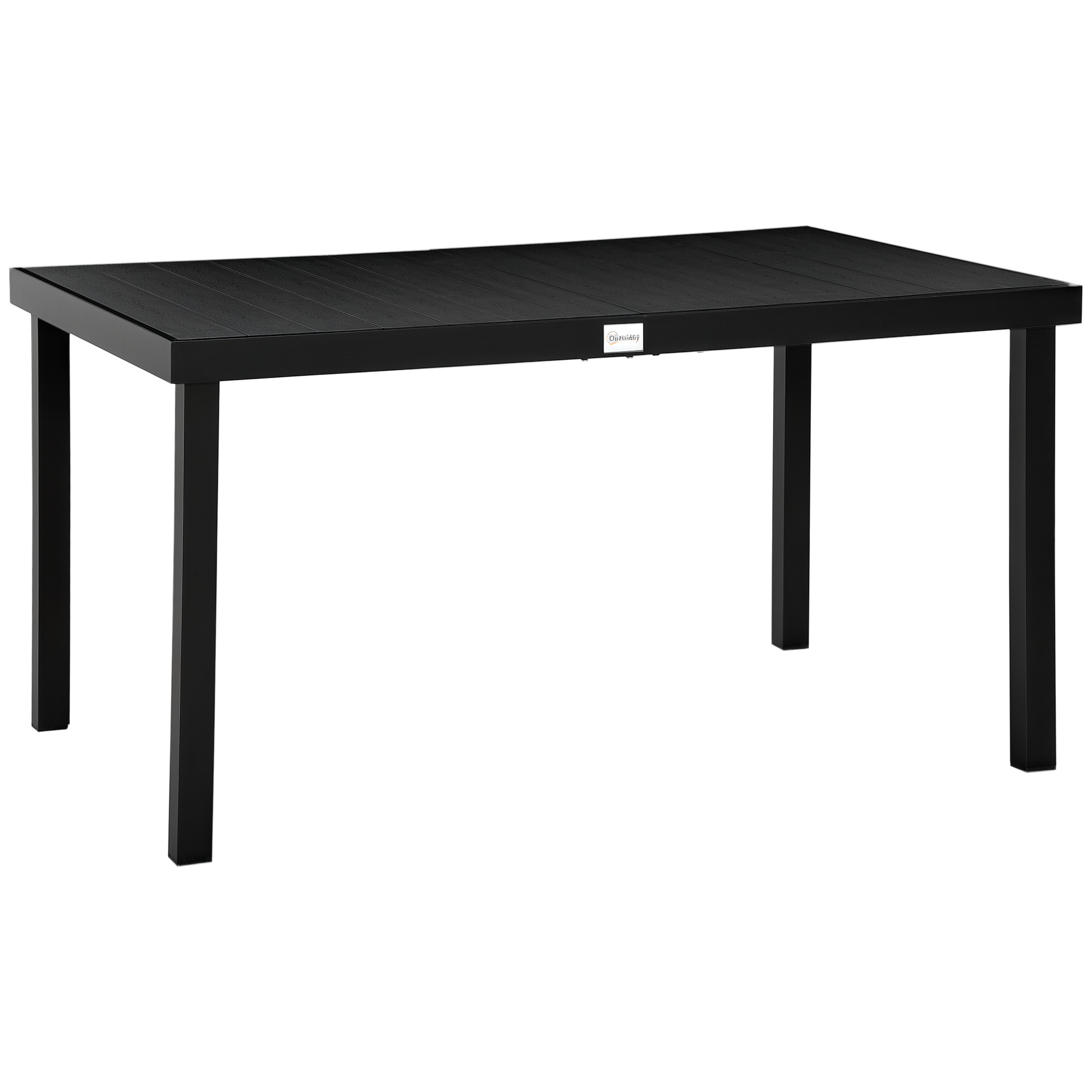 Outdoor Dining Table for 6 Person, Rectangular Patio Table, Aluminum Metal Legs for Garden, Lawn, Patio, Woodgrain Black (Drop Shipping Only, Not for Amazon)