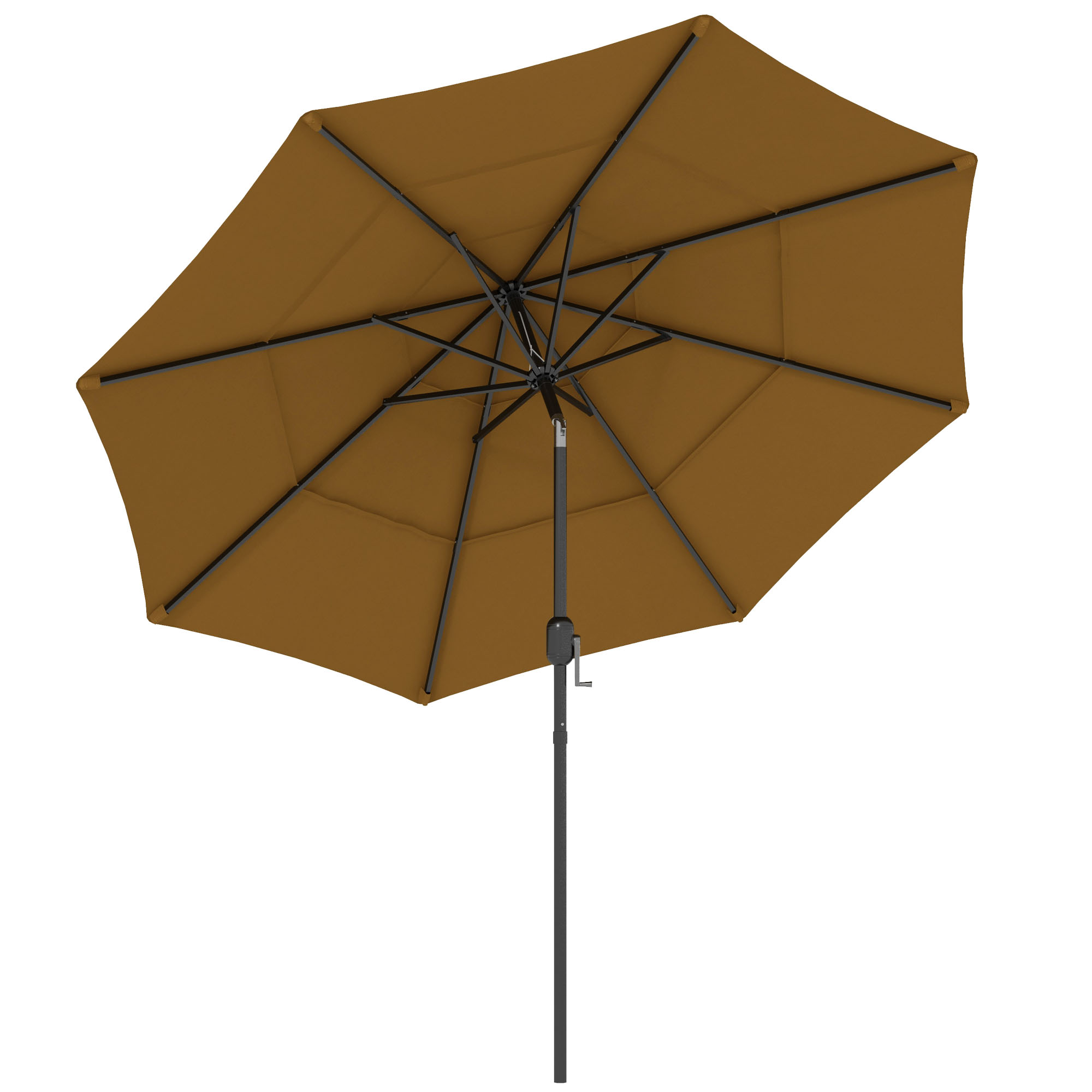 9FT 3 Tiers Outdoor Patio Umbrella with Crank, Push Button Tilt for Deck, Backyard and Lawn, Tan (Drop Shipping Only, Not for Amazon)