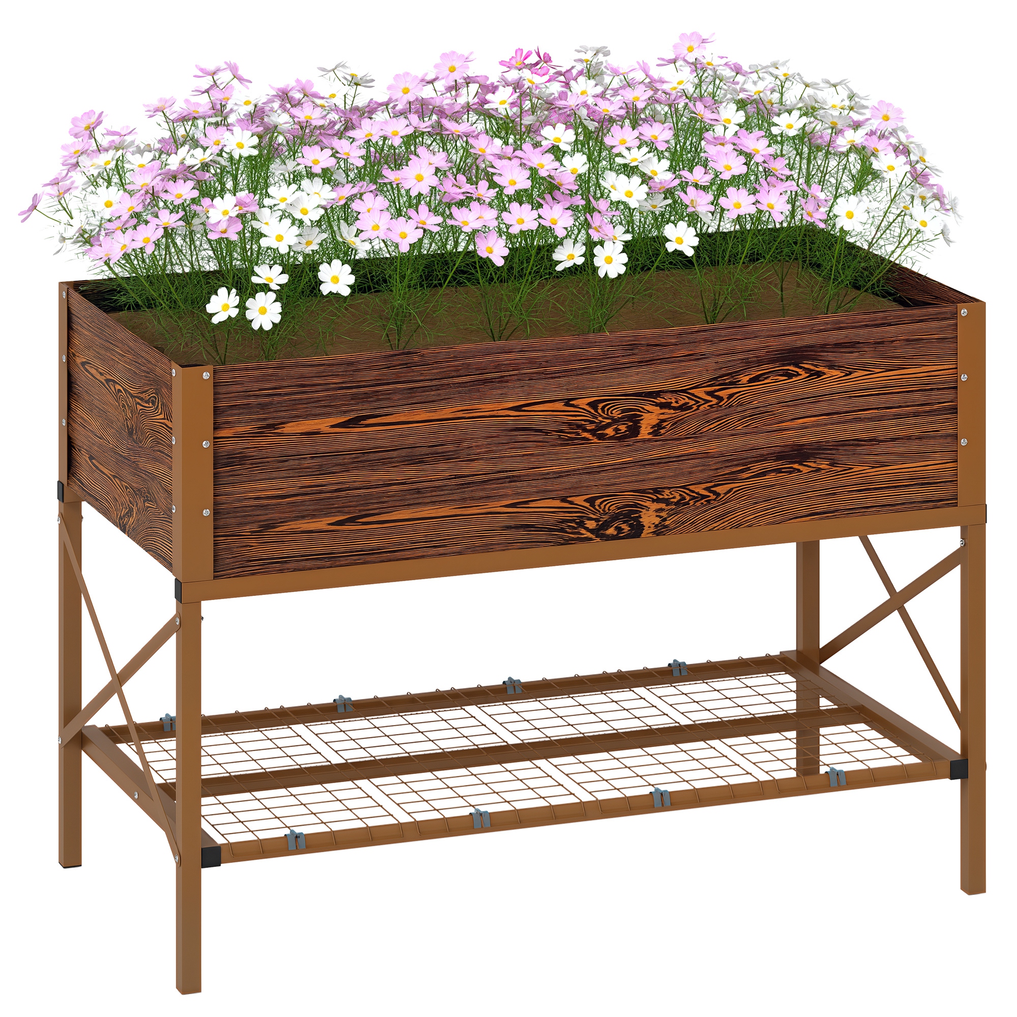 Galvanized Raised Garden Bed, Metal Planter Box with Legs, Storage Shelf and Bed Liner, Green (Drop Shipping Only, Not for Amazon)