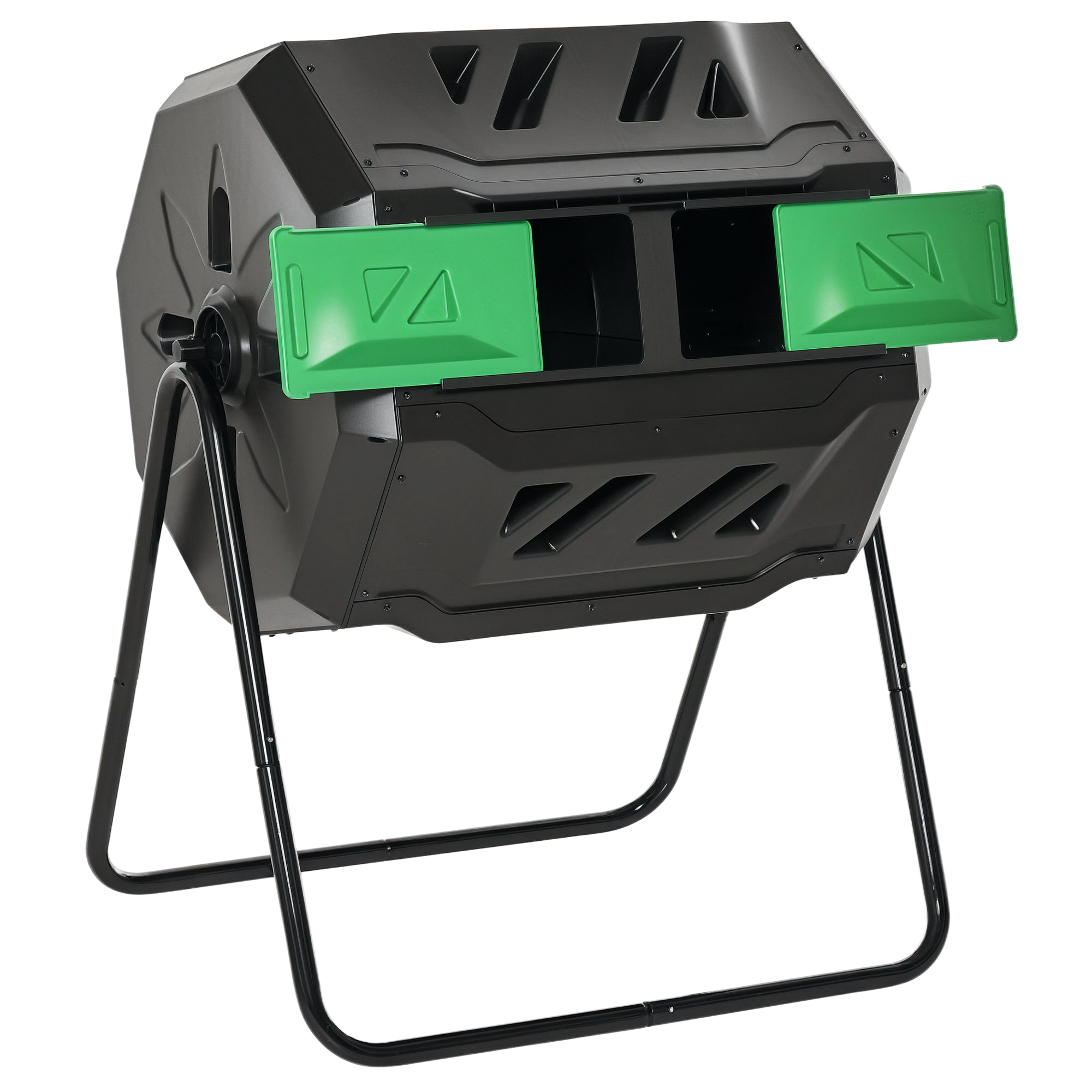 Tumbling Compost Bin Outdoor 360° Dual Chamber Rotating Composter 43 Gallon, Black (Drop Shipping Only, Not for Amazon)