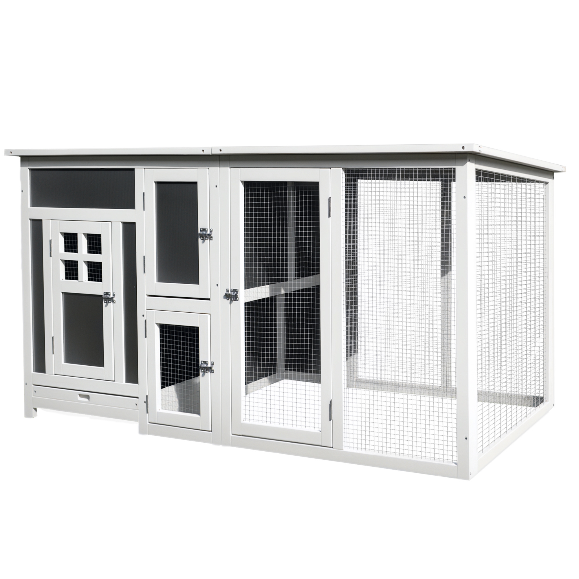 Wood Chicken Coop Hutch Hen House Cage PC Roof w/ Run Nest Box Deluxe 160 x 75 x 80 cm (Drop Shipping Only, Not for Amazon)
