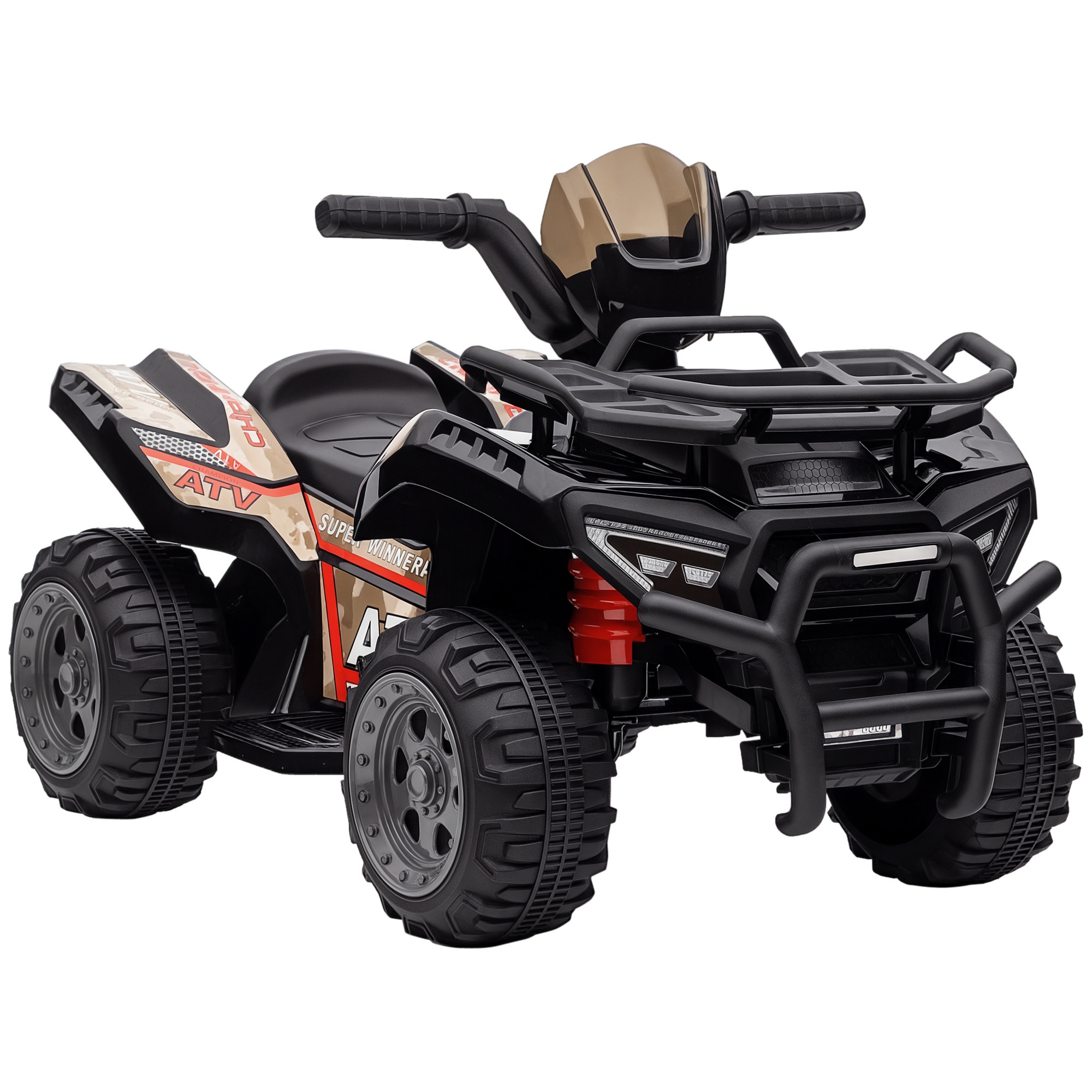 Kids ATV Four Wheeler Ride on Car, Motorized Quad, 6V Battery Powered Electric Quad with Songs for 18-36 Months, Black (Drop Shipping Only, Not for Amazon)
