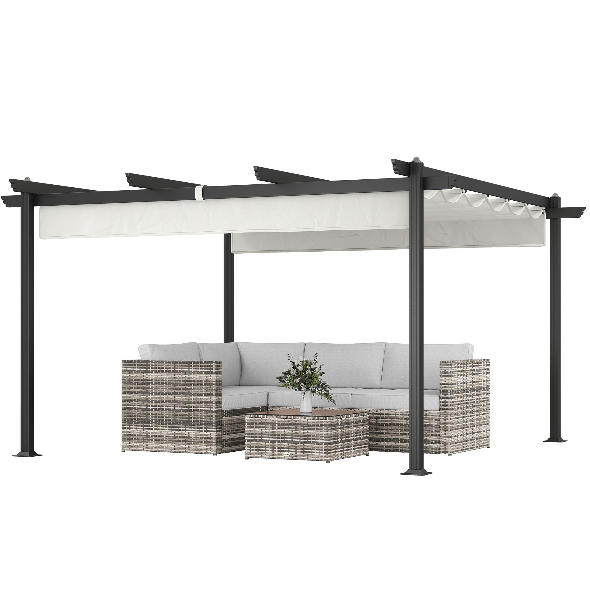 13' x 13' Aluminum Retractable Pergola Canopy, Outdoor Pergola for Garden, Patio, Backyard, Deck, White (Drop Shipping Only, Not for Amazon)