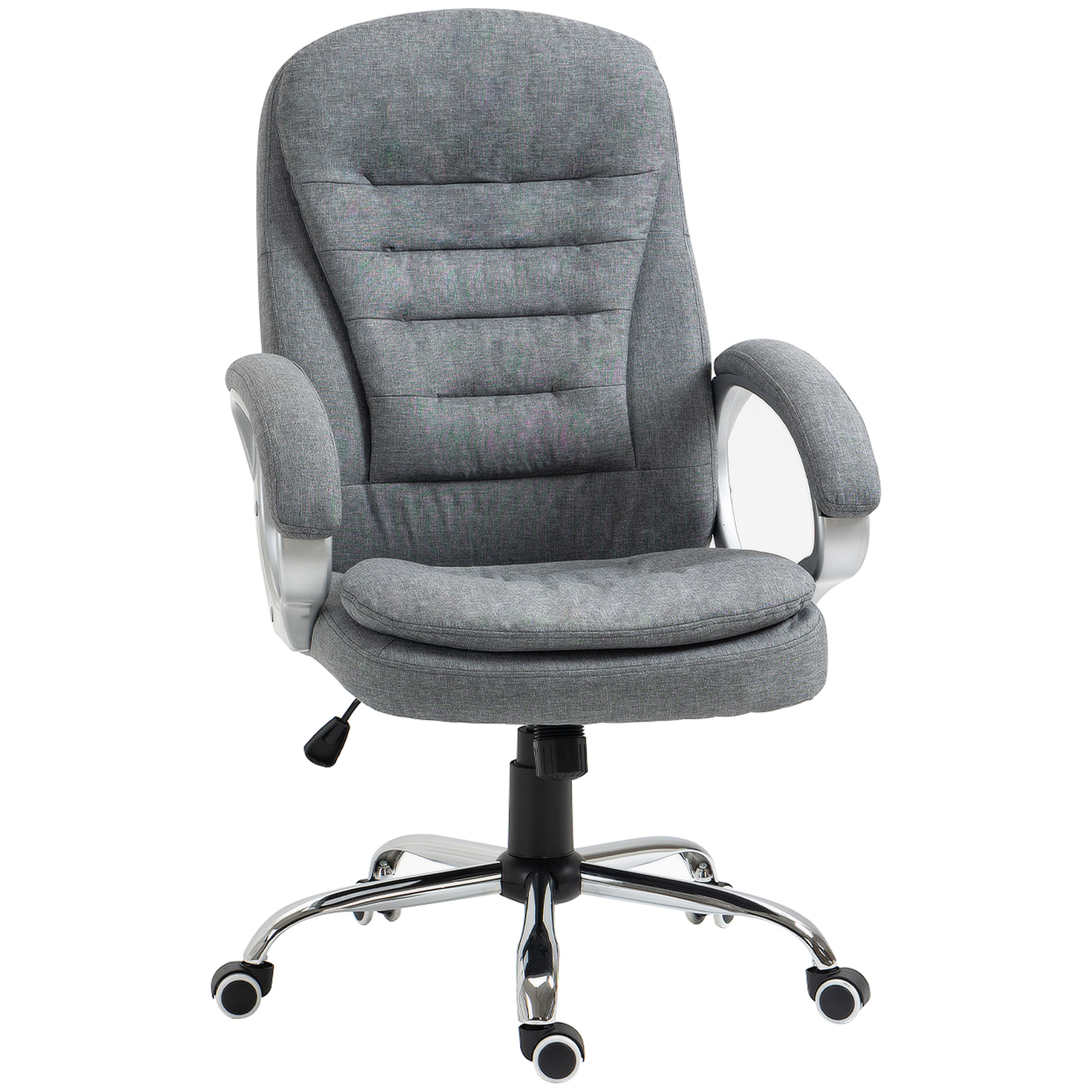 High Back Home Office Chair Executive Computer Chair with Adjustable Height, Upholstered Thick Padding Headrest and Armrest - Grey (Drop Shipping Only, Not for Amazon)