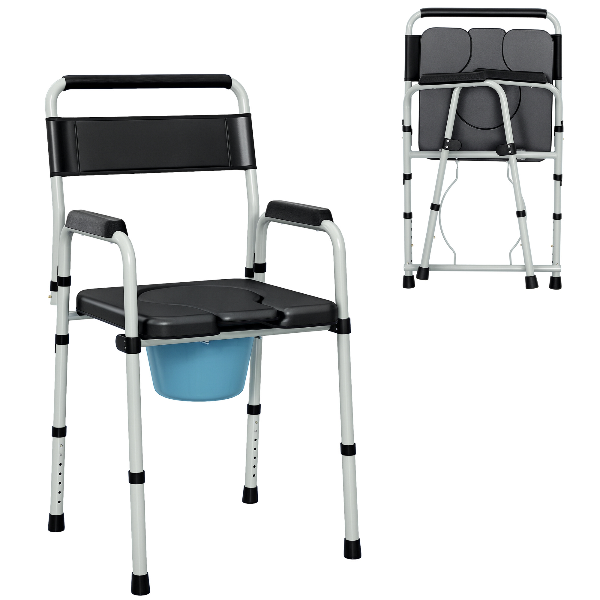 Bedside Commode Chair for Seniors, Adults, Handicap, Raised Toilet Seat with Arm, Adjustable Height, 331 lbs, Gray (Drop Shipping Only, Not for Amazon)