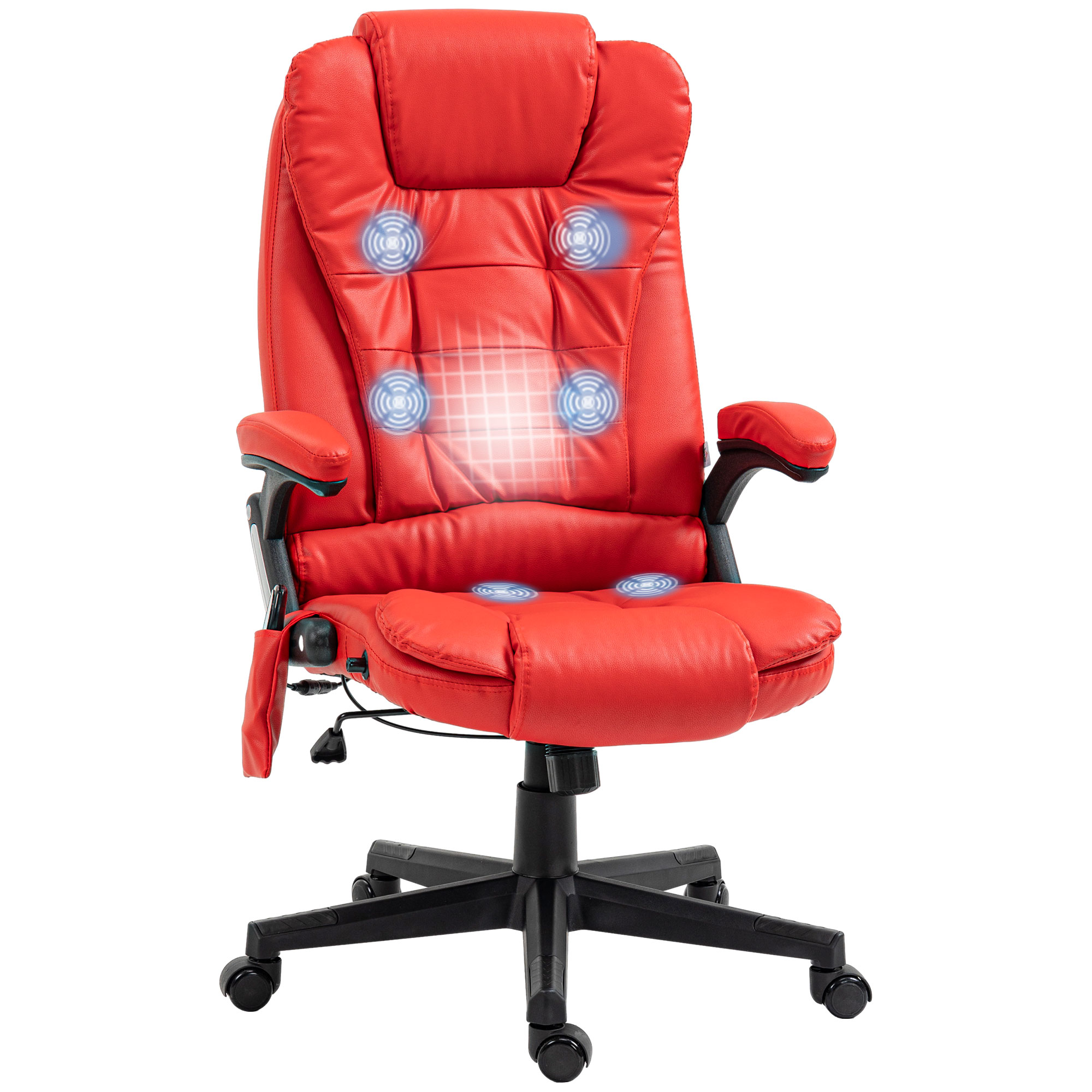 Massage Office Chair, Heated Reclining Computer Chair with 6 Vibration Points, Armrest and Remote, Black (Drop Shipping Only, Not for Amazon)