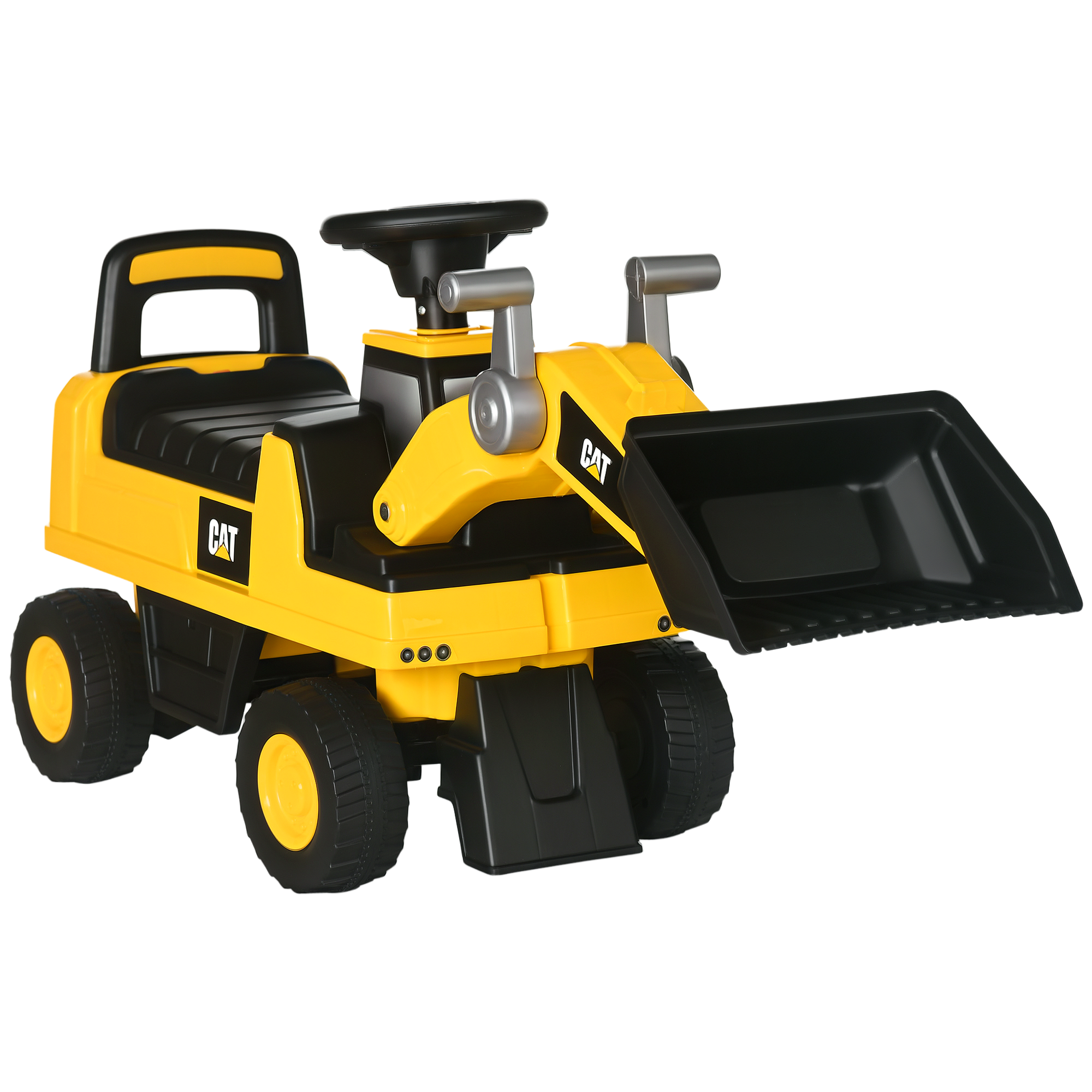 Caterpillar CAT Licensed Kids Ride on Excavator No Power Construction Vehicles with Manual Shovel, Horn, Hidden Storage (Drop Shipping Only, Not for Amazon)