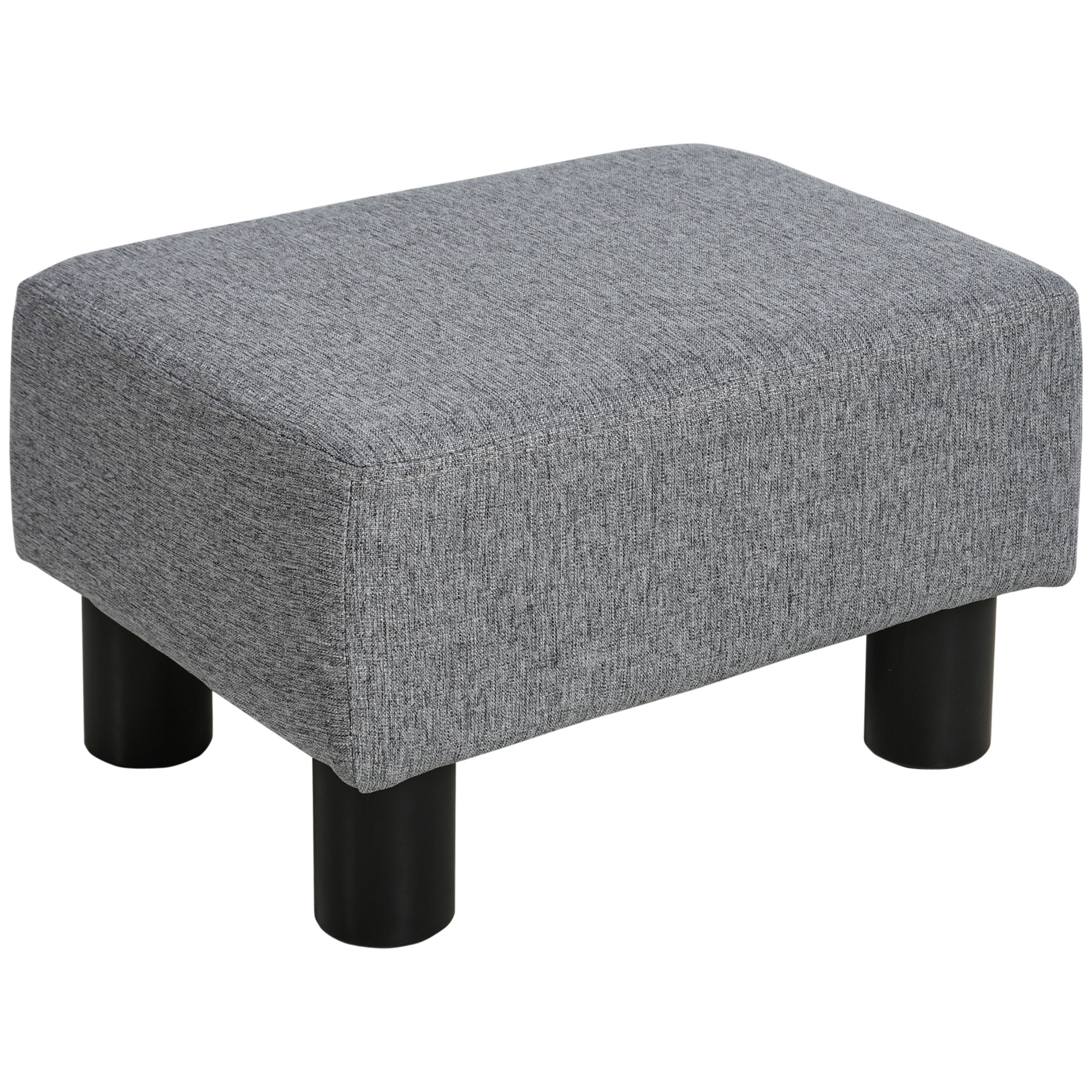 Small Ottoman Foot Rest, Foot Stool with Linen Fabric Upholstery and Plastic Legs, Cube Ottoman, Beige (Drop Shipping Only, Not for Amazon)