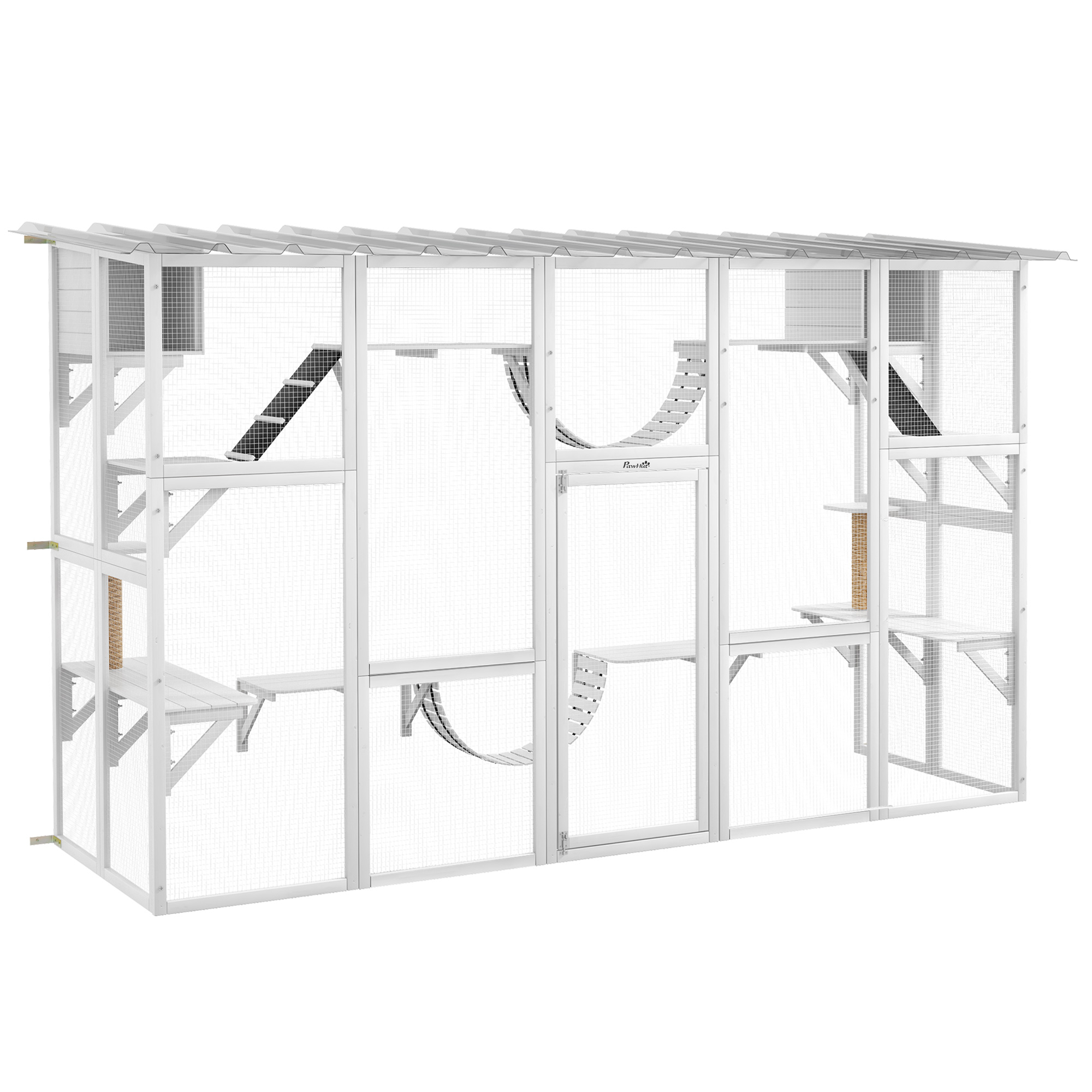Catio Playground Cat Window Box Outside Enclosure for Multiple Cats w/ Shelves & Bridges, Gray (Drop Shipping Only, Not for Amazon)