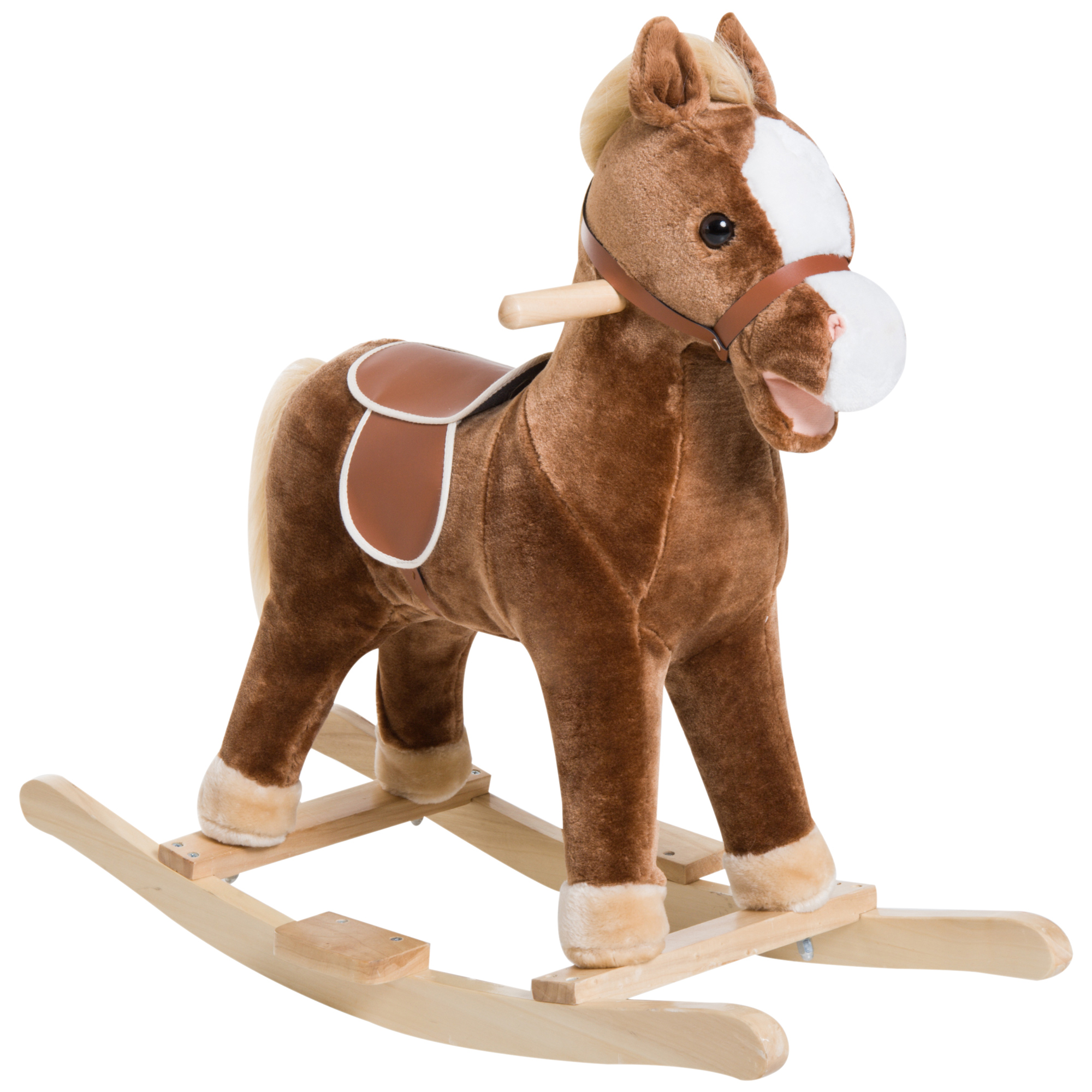 Kids Ride on Rocking Horse Toddler Plush Toy with Realistic Sounds for 3 Years Old Children - Brown (Drop Shipping Only, Not for Amazon)