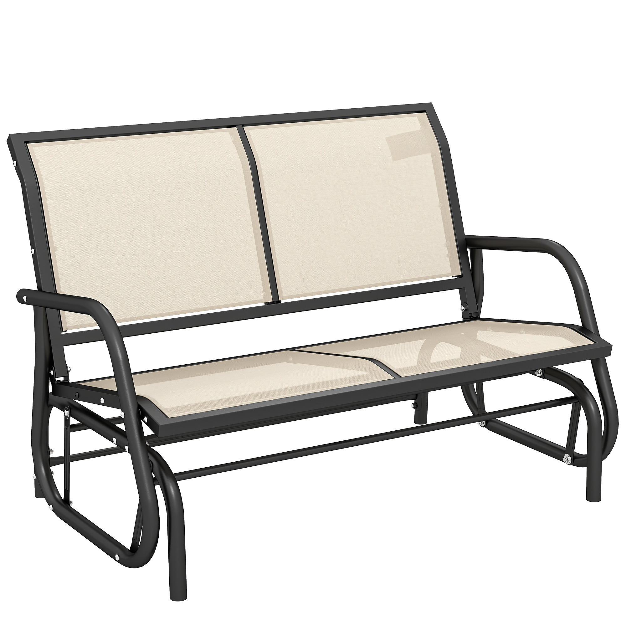 2-Person Outdoor Glider Bench, Patio Double Swing Rocking Chair Loveseat w/Powder Coated Steel Frame for Backyard Garden Porch, Blue (Drop Shipping Only, Not for Amazon)