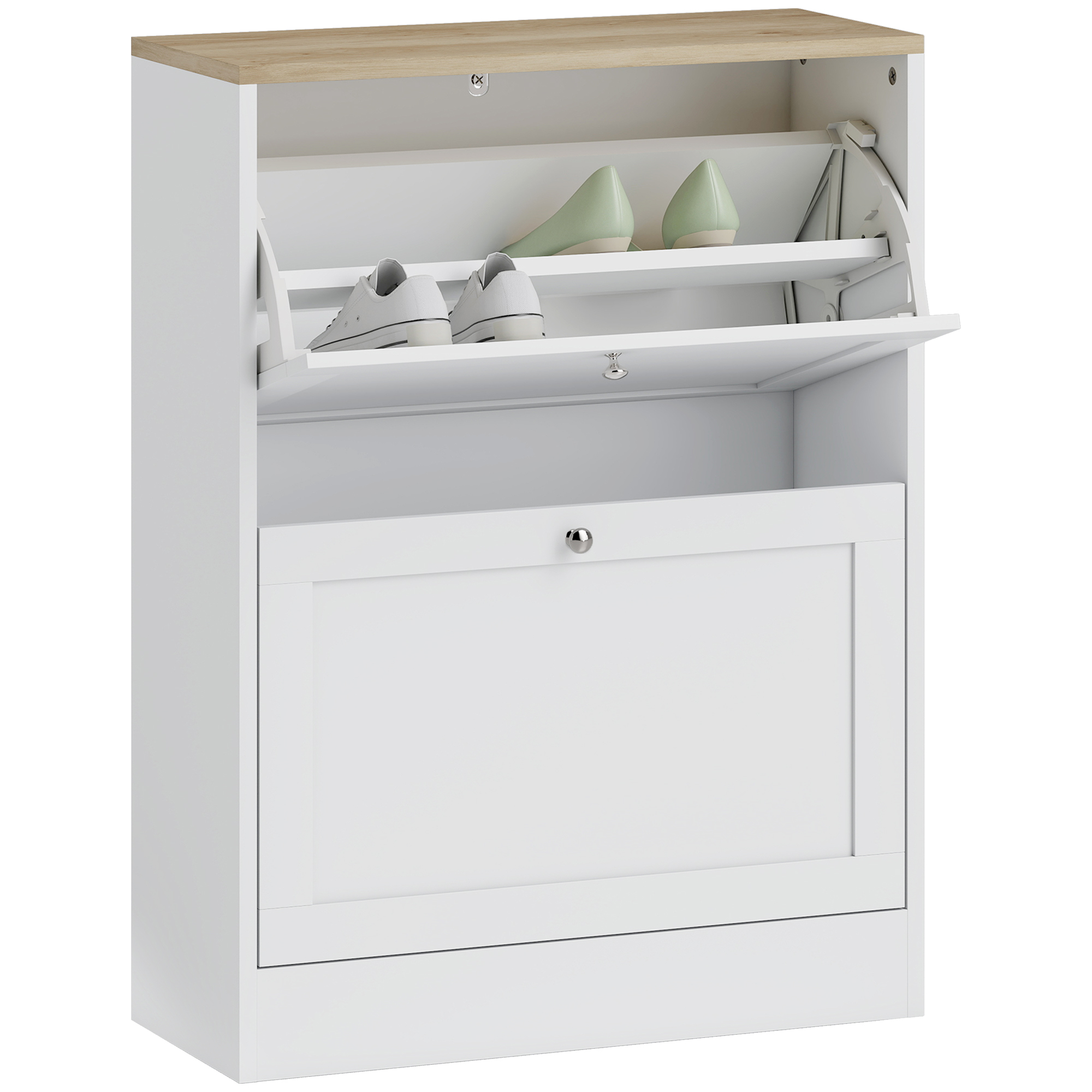 Two Flip Drawer Shoe Cabinet - White (Drop Shipping Only, Not for Amazon)