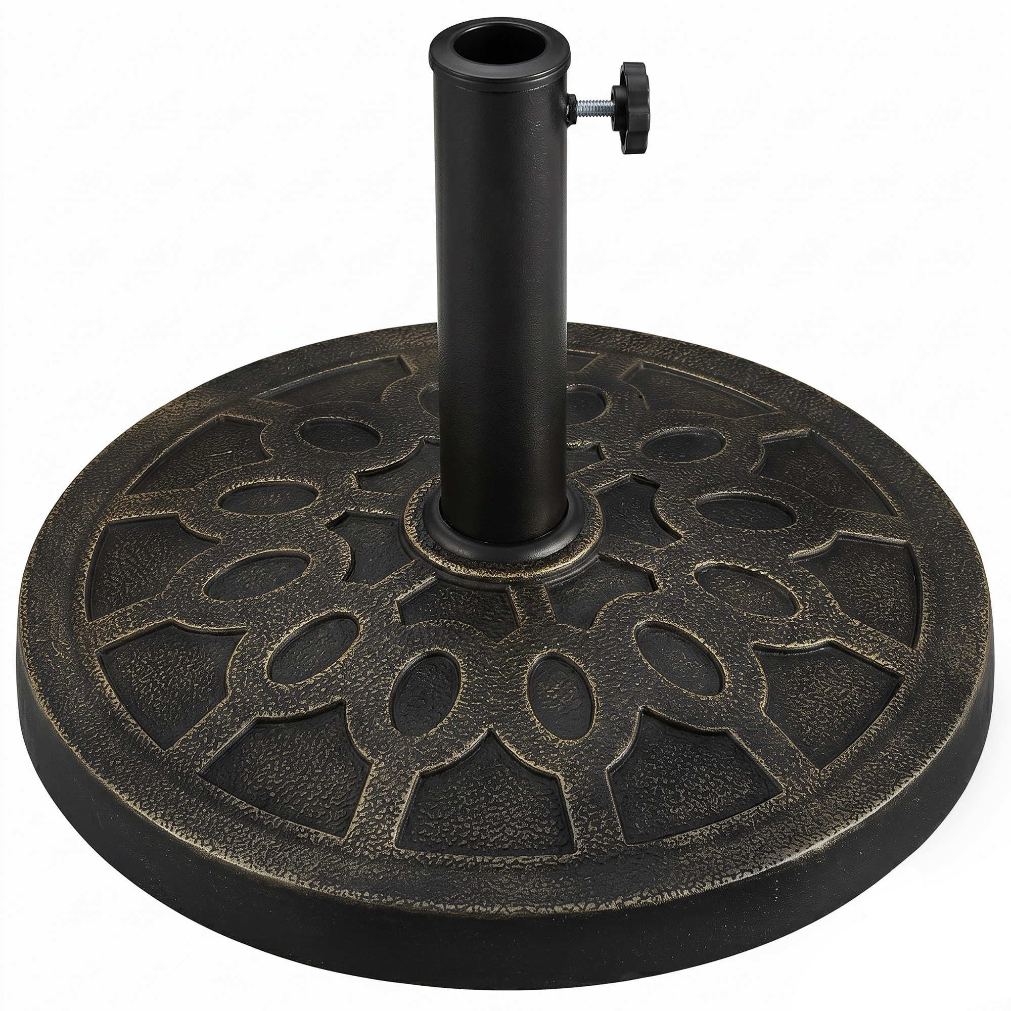 13kg Resin Umbrella Stand Holder, Garden Parasol Base for 38mm or 48mm Outdoor Umbrella Poles, Bronze Tone (Drop Shipping Only, Not for Amazon)