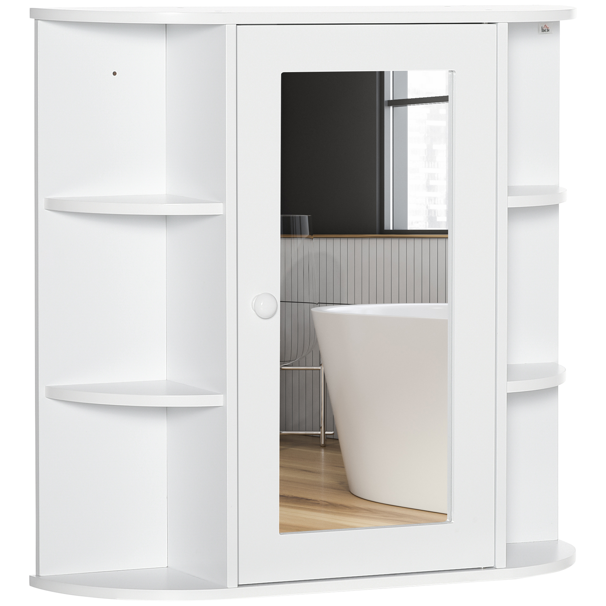 Bathroom Medicine Cabinet with Mirror, Bathroom Mirror Cabinet, Wall Mount Mirror Medicine Cabinet with Multiple Storage Shelves, White (Drop Shipping Only, Not for Amazon)