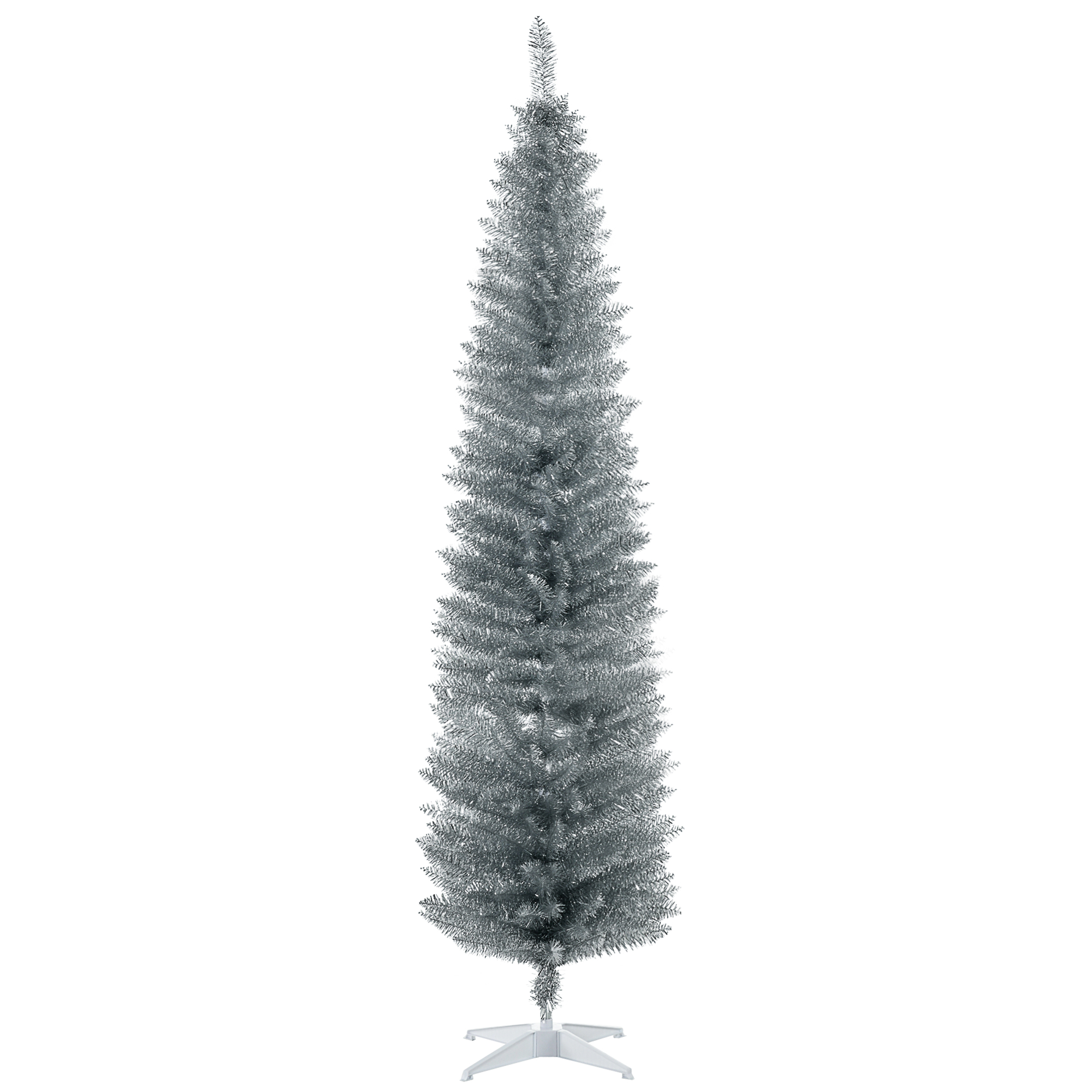 7ft Unlit Pencil Artificial Christmas Tree with Realistic Branches and 499 Tips, Plastic Base, Pink (Drop Shipping Only, Not for Amazon)