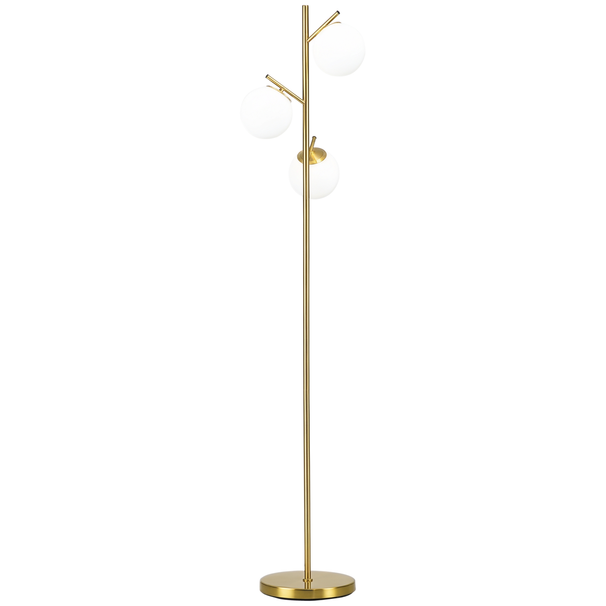 Modern 3-Light Floor Lamp for Living Room, Tree Standing Lamp with Globe Lampshades, 10.75