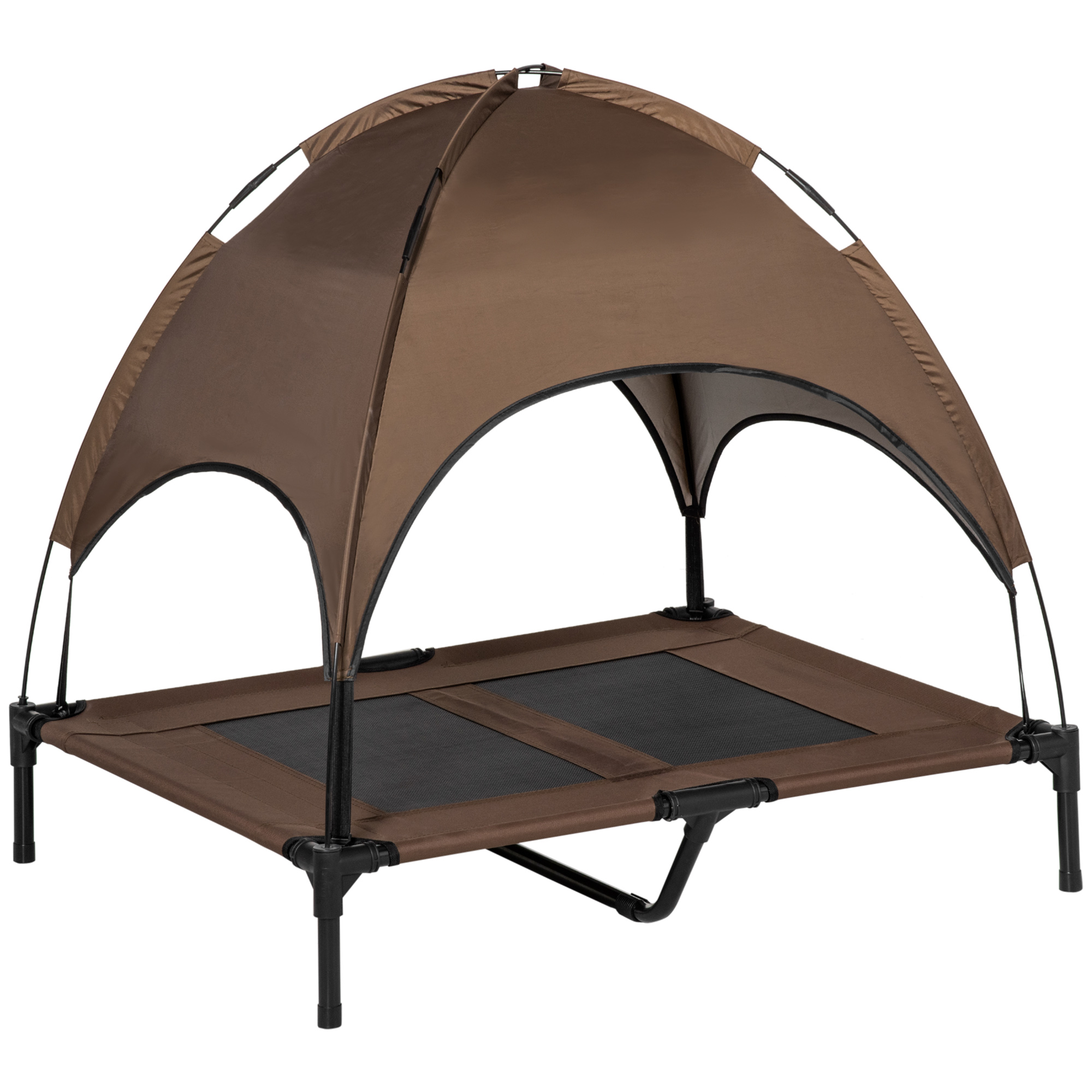 Elevated Portable Dog Cot Pet Bed with UV Protection Canopy Shade, 36 inch, Coffee (Drop Shipping Only, Not for Amazon)