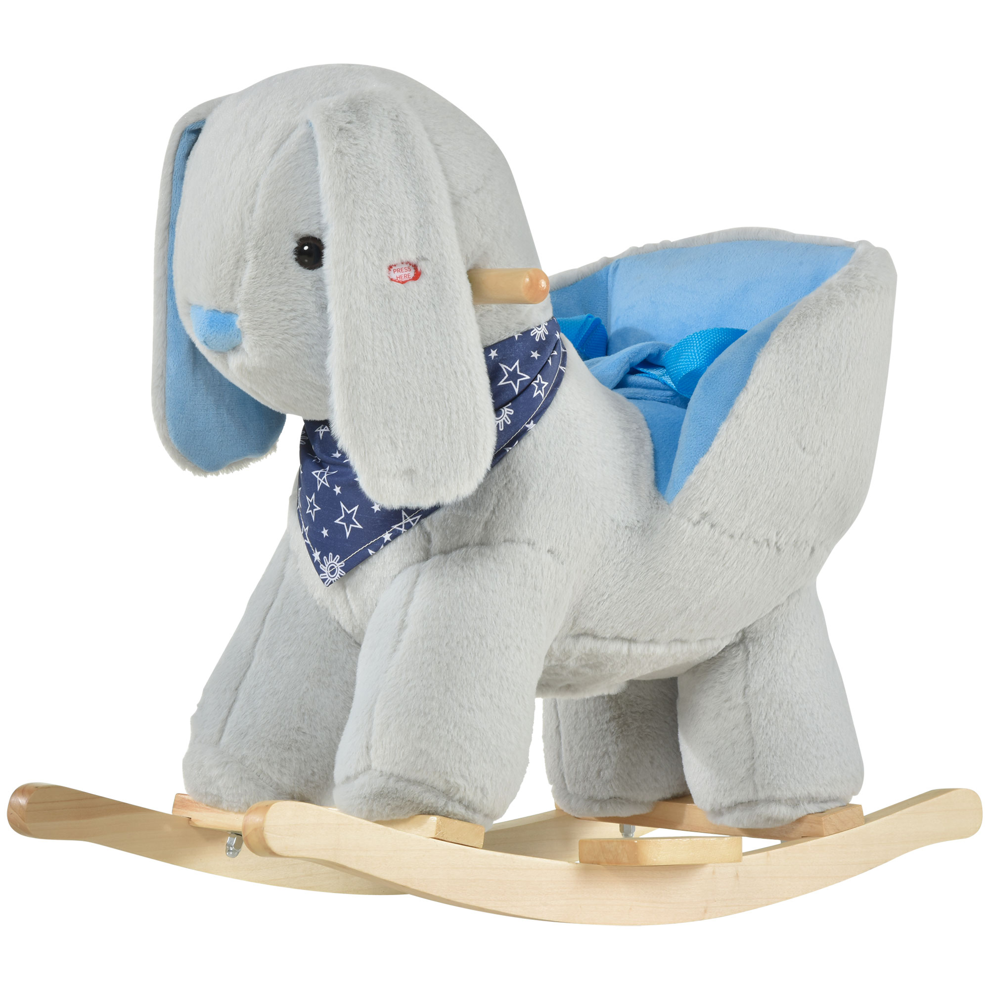 Qaba Kids Ride-On Rocking Horse Toy Bunny Rocker with Fun Play Music & Soft Plush Fabric for Children 18-36 Months (Drop Shipping Only, Not for Amazon)