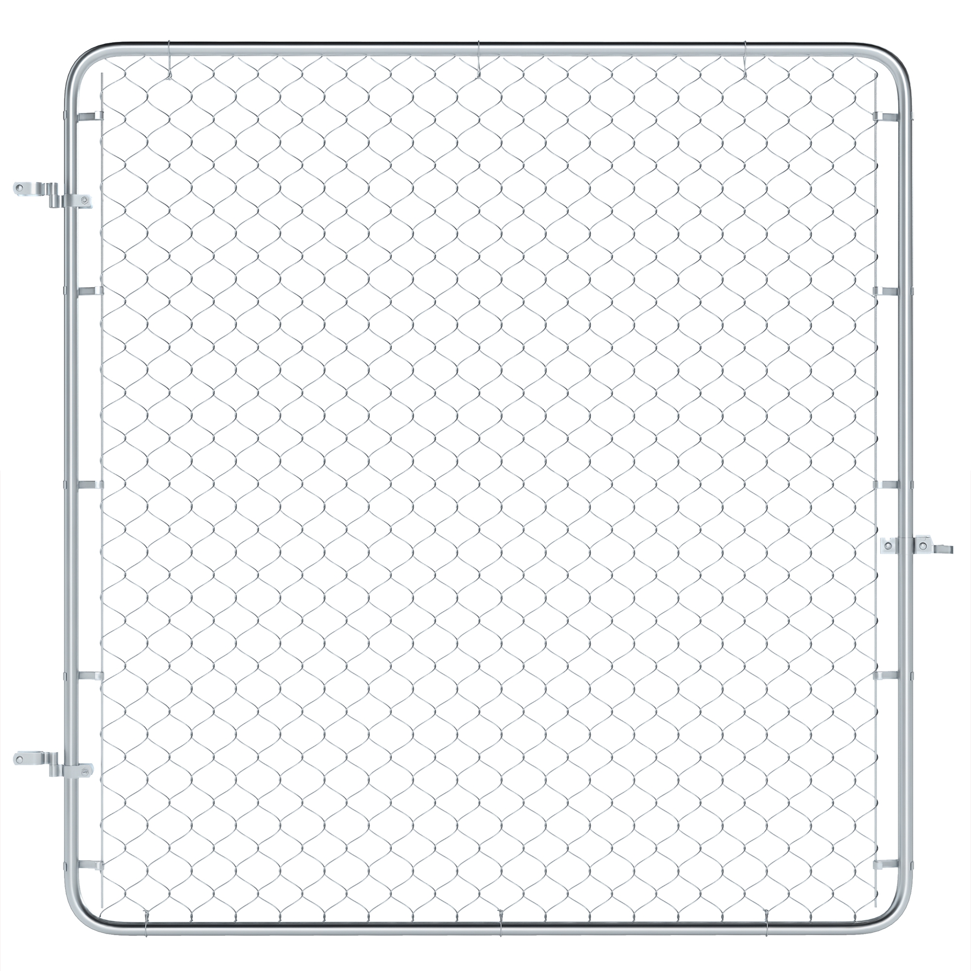 Garden Gate Chain Link Fence Gate, Galvanized Steel Garden Door for Yard Entrance Way, 70.9 x 70.9 in., Silver (Drop Shipping Only, Not for Amazon)