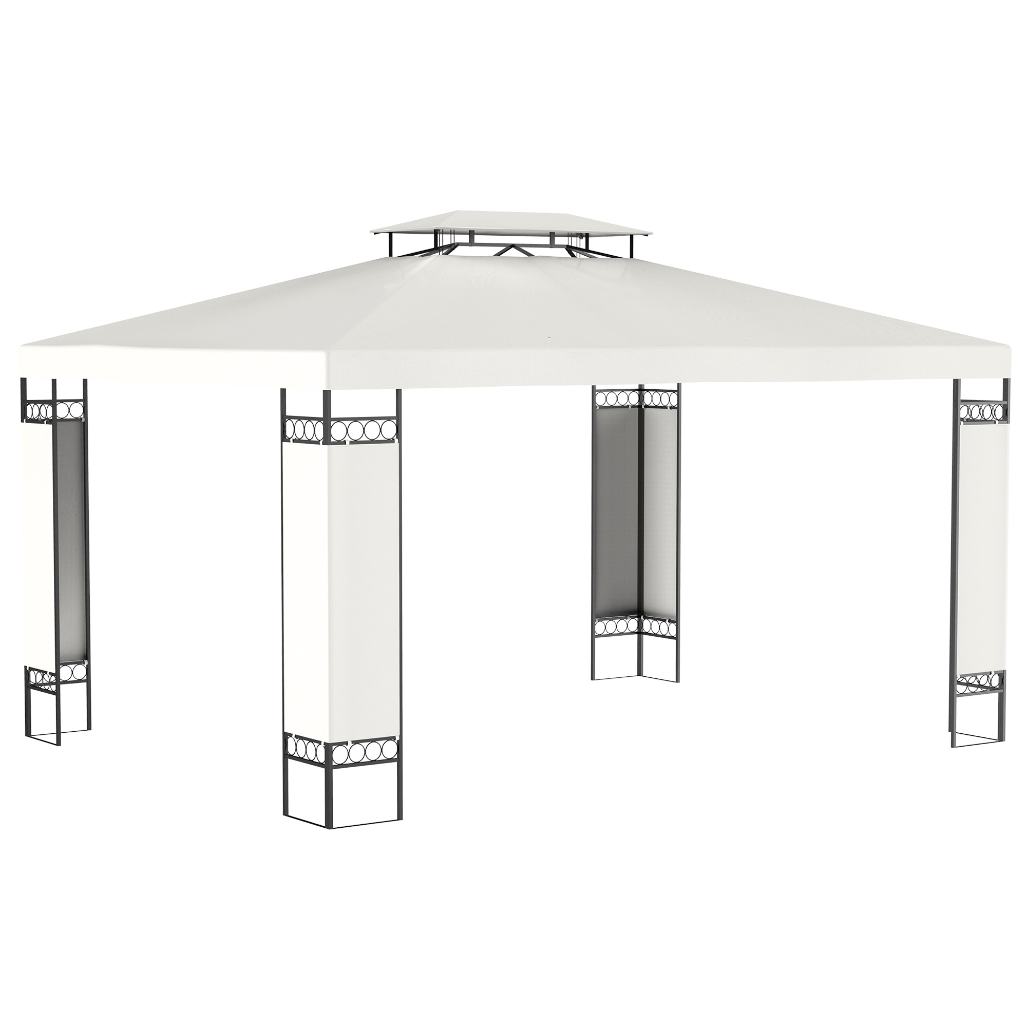 13' x 10' Patio Gazebo Outdoor Canopy Shelter w/ Double Vented Roof, Cream White (Drop Shipping Only, Not for Amazon)