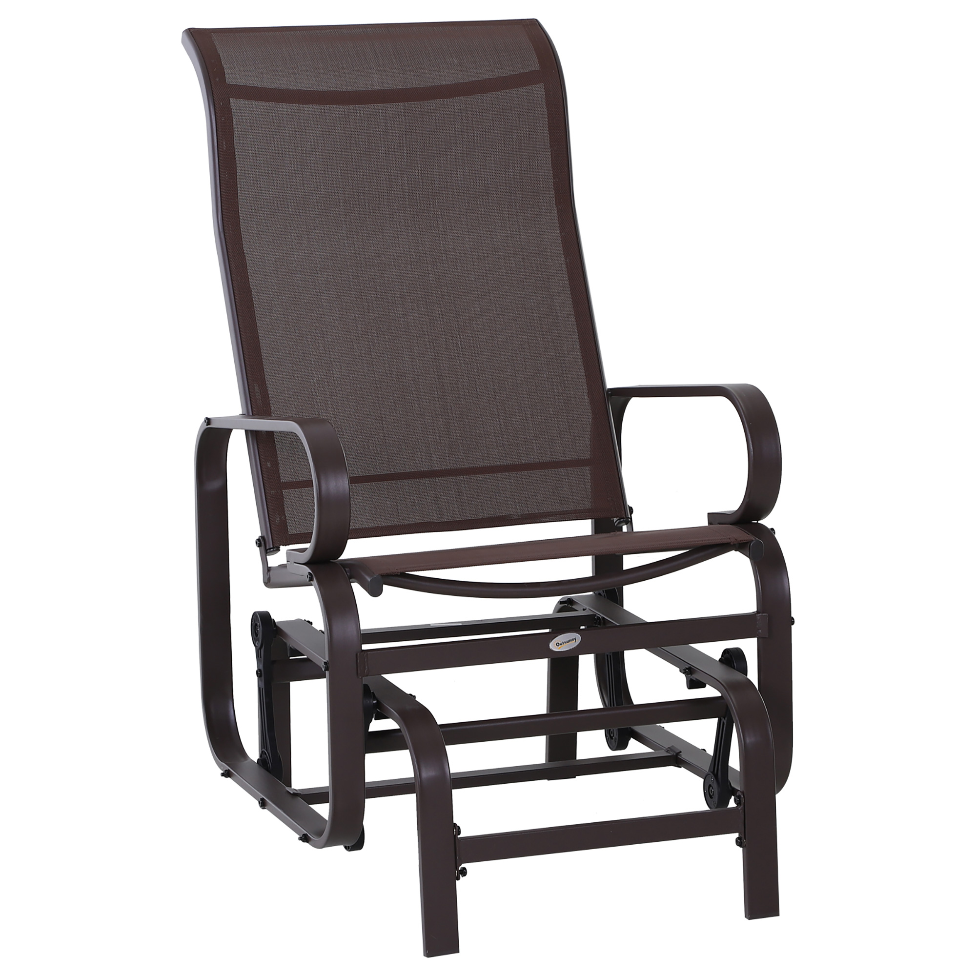Outdoor Gliding Rocking Chair with Sturdy Metal Frame Garden Comfortable Swing Chair, Black (Drop Shipping Only, Not for Amazon)