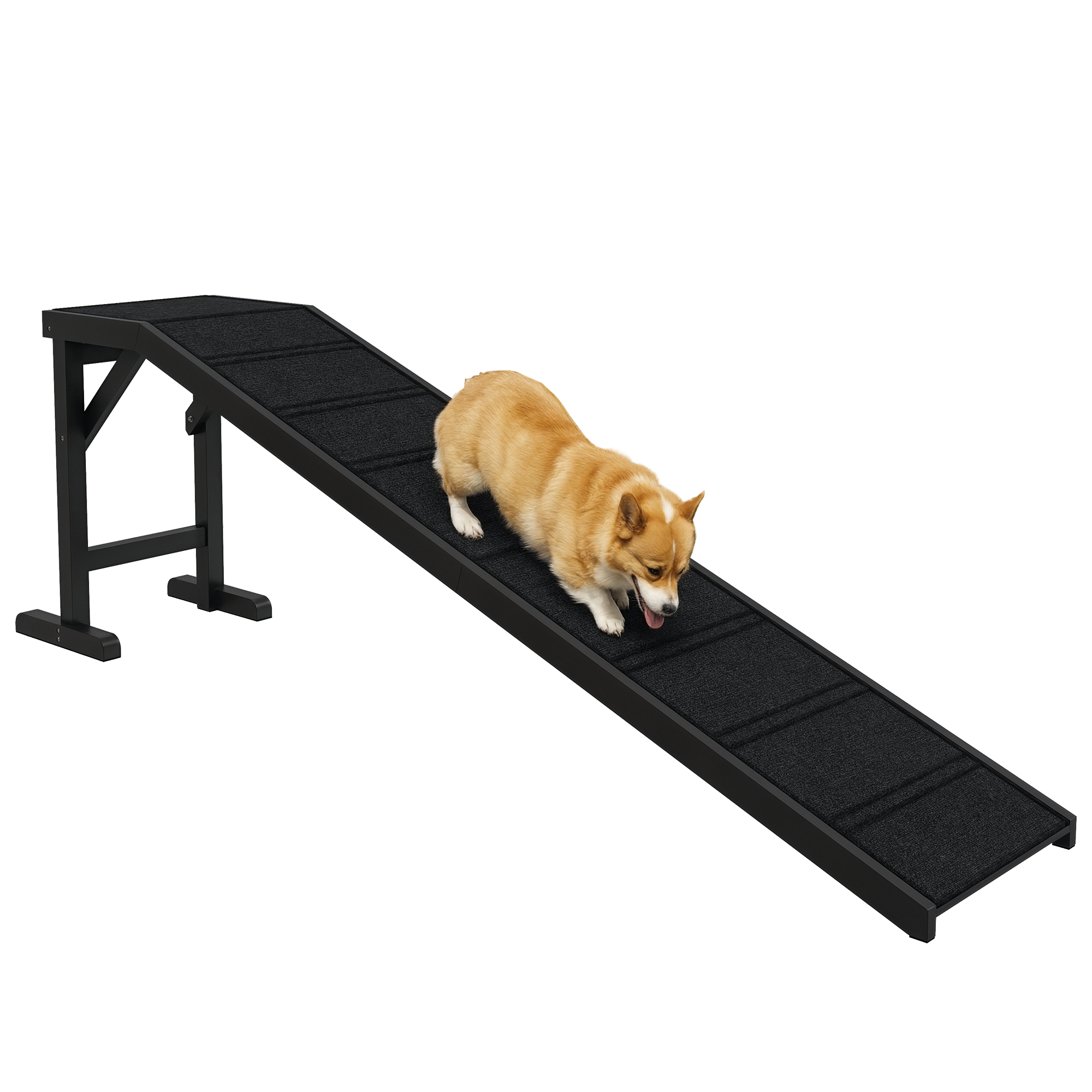 Dog Ramp w/ Non-Slip Carpet and Top Platform, 74