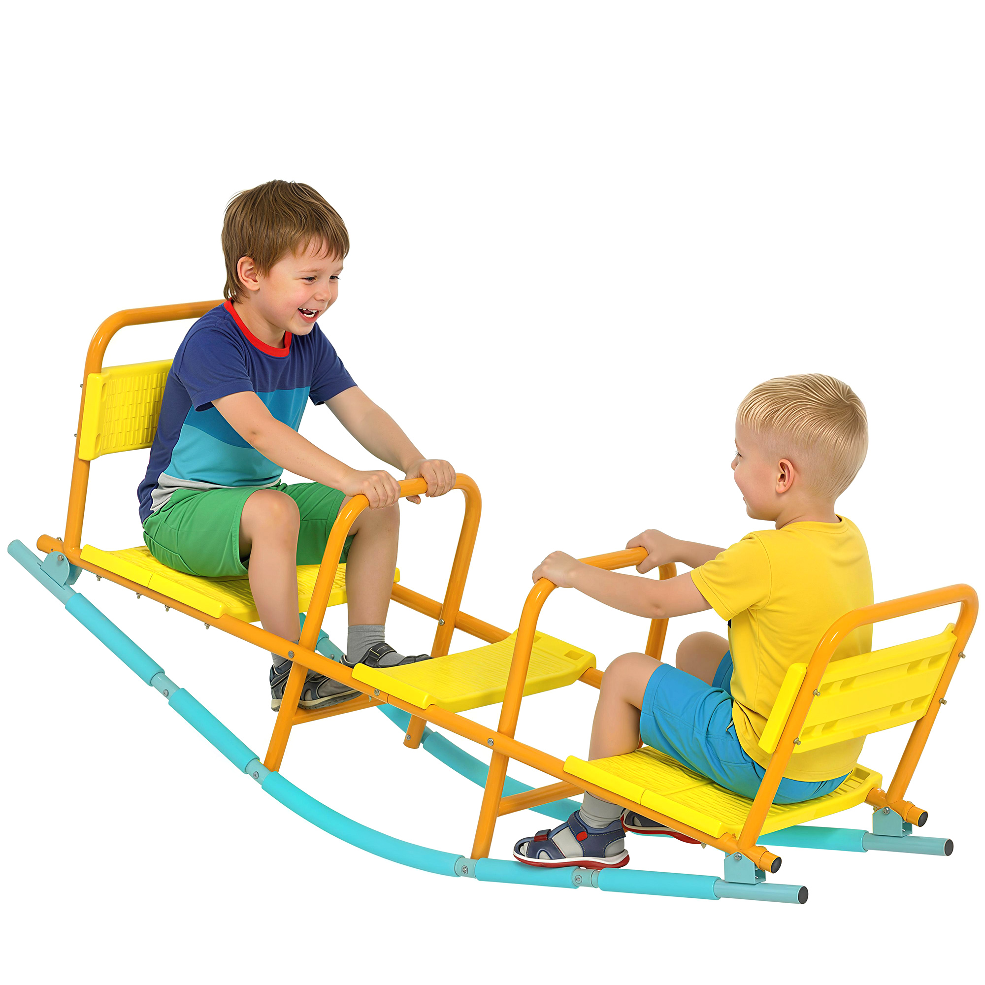 Teeter Totter Seesaw for Kids, 2 in 1 Metal Rocking Seesaw for Toddlers Age 3-8, Playground Equipment for Backyard (Drop Shipping Only, Not for Amazon)
