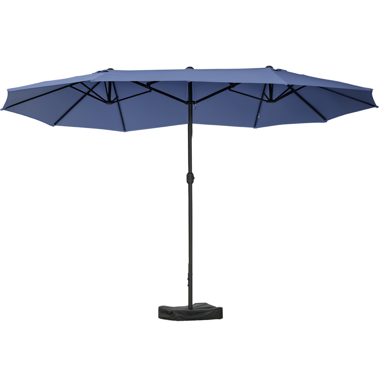 Patio Umbrella 15' Steel Rectangular Outdoor Double Sided Market with , Sun Protection & Easy Crank, Dark Blue (Drop Shipping Only, Not for Amazon)