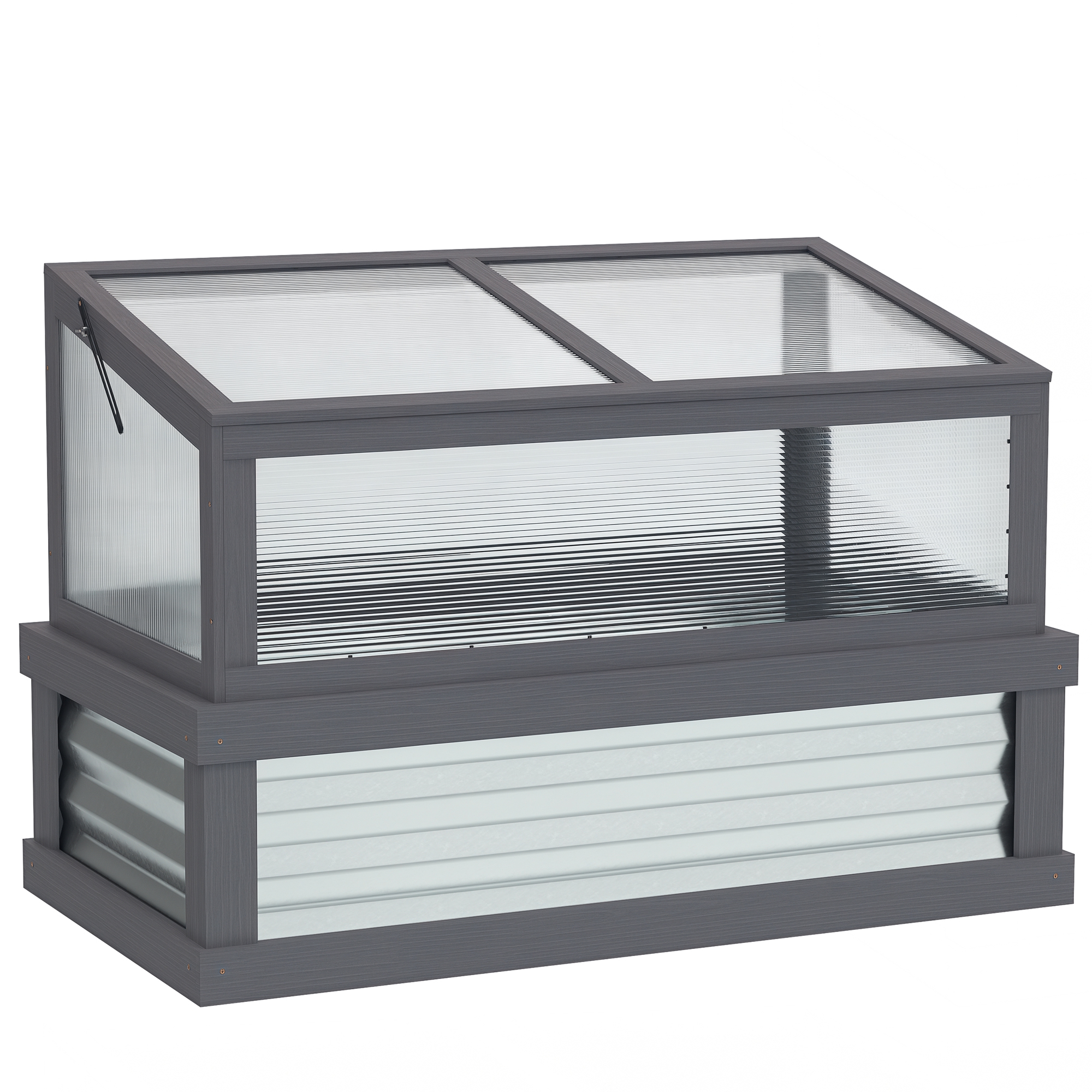 Raised Garden Flower Bed Kit with Lean-to Greenhouse, Wooden Cold Frame Planter, 41