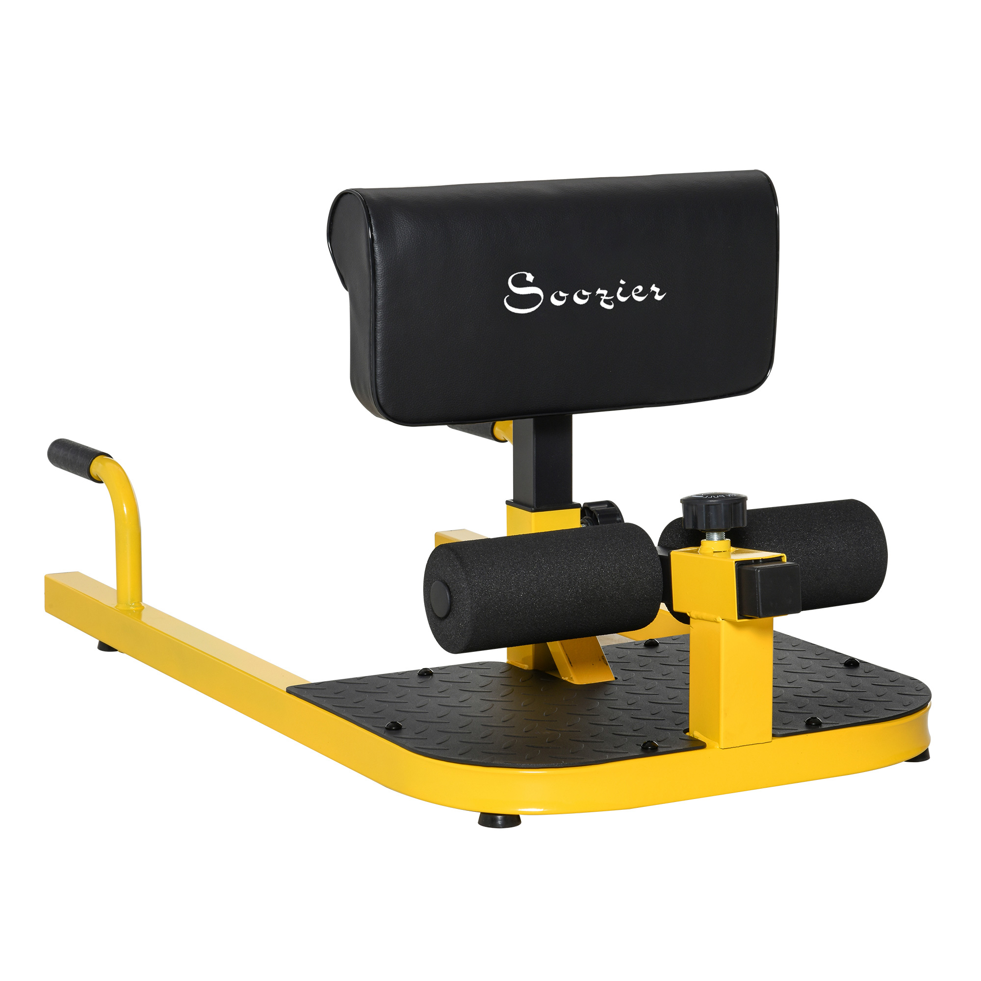 Squat Machine with Push Up Stand, Padded Hip Thrust Bench with Adjustable Cushion for Home Gym Work Out, Yellow (Drop Shipping Only, Not for Amazon)