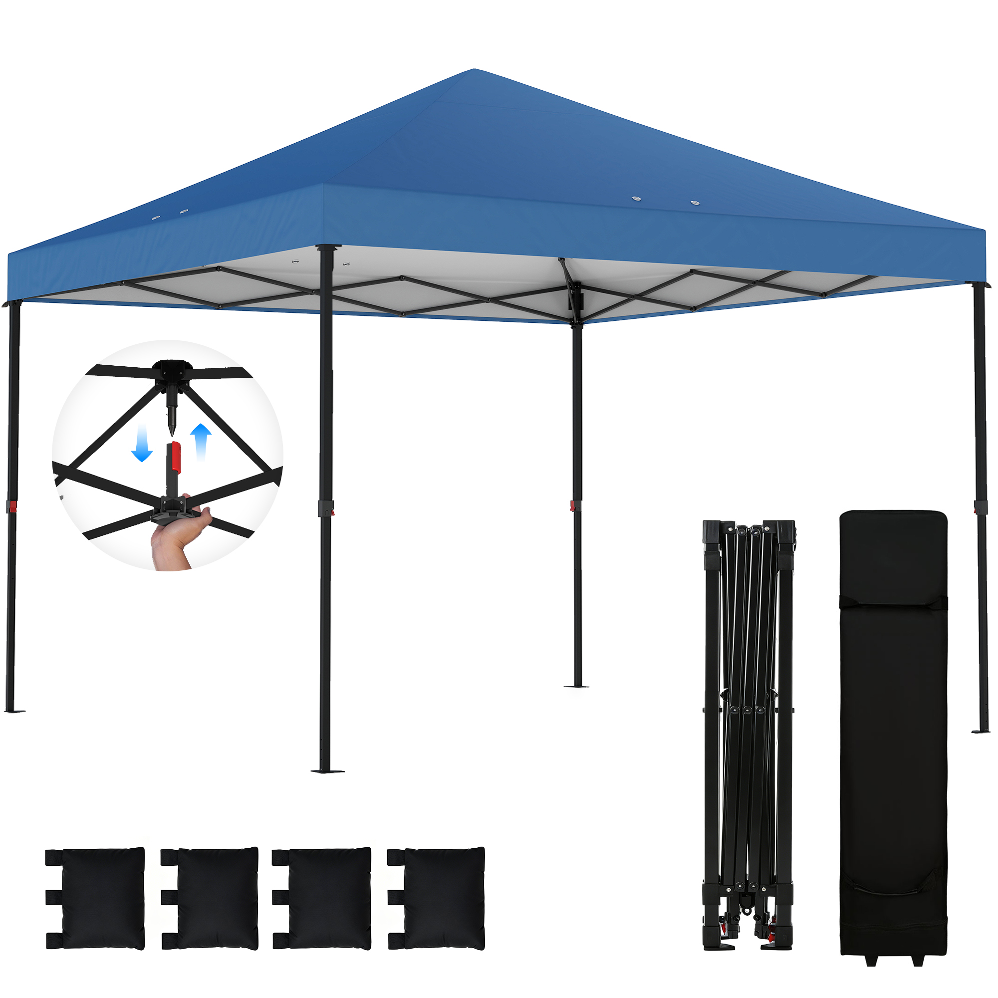 10 x 10 ft Pop Up Canopy Tent with One Push Setup, Outdoor Portable Instant Canopy Shelter w/ Roller Bag, Dark Blue (Drop Shipping Only, Not for Amazon)