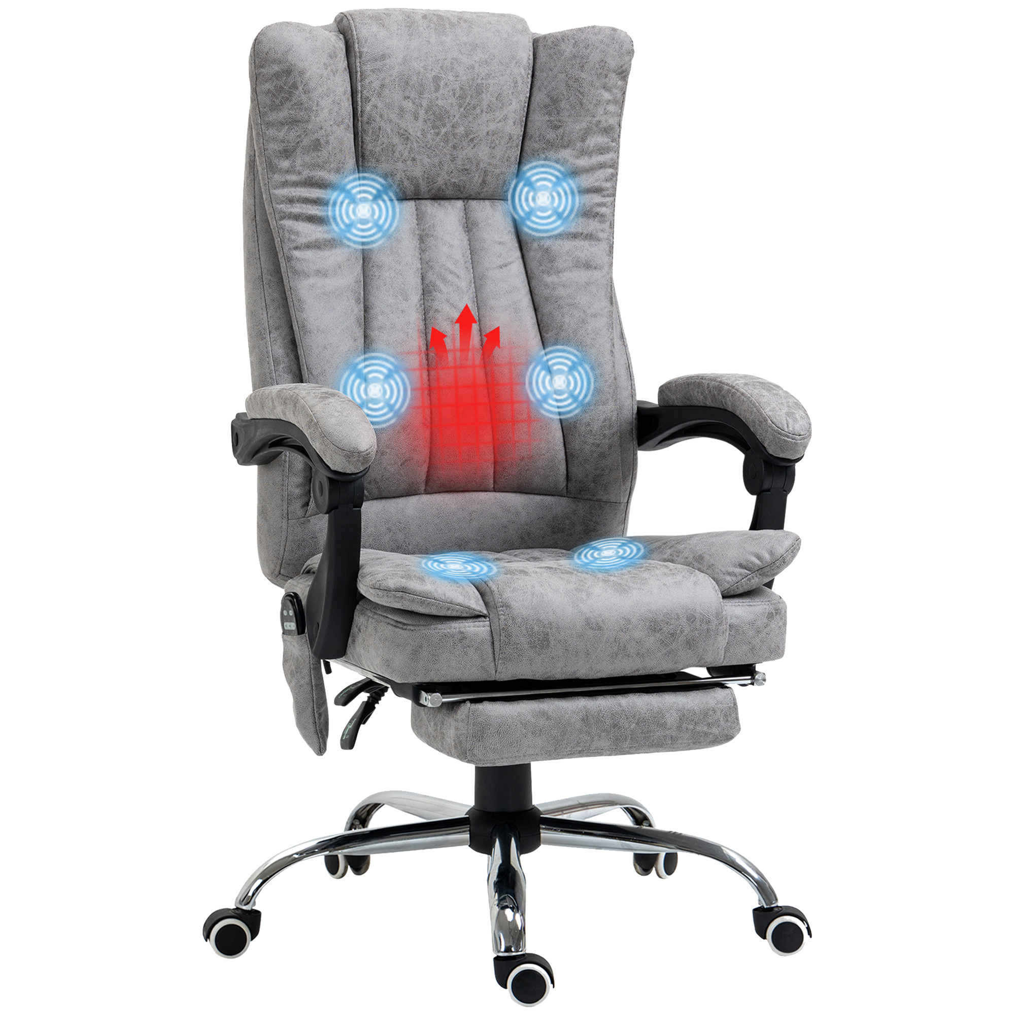 Massage Office Chair with 6 Points and Heat, Reclining Computer Chair with Adjustable Height and Footrest, Brown (Drop Shipping Only, Not for Amazon)