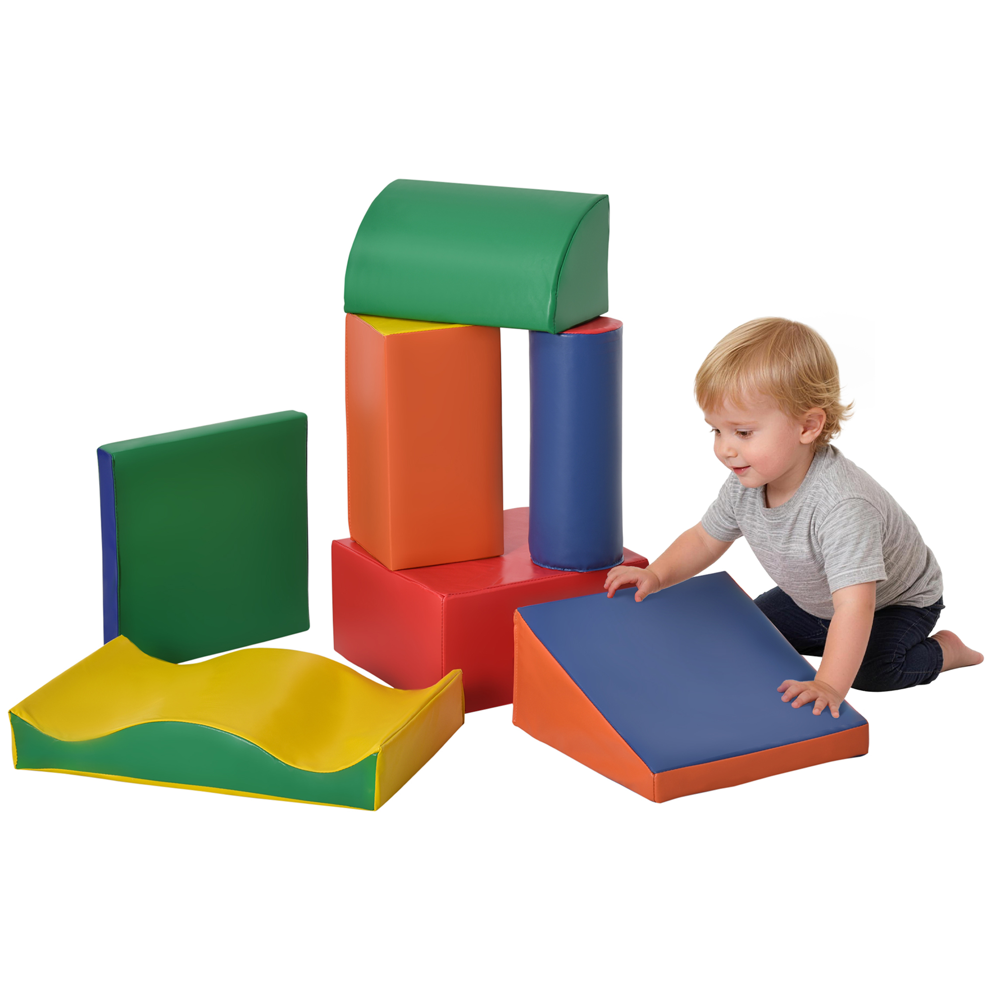 7 Piece PU Leather Soft Play Climbing for Toddlers, Baby Colorful Soft Play Gym Toys Indoor, Modular Crawling & Climbing Play Set for 1-3 Years Multi-color (Drop Shipping Only, Not for Amazon)