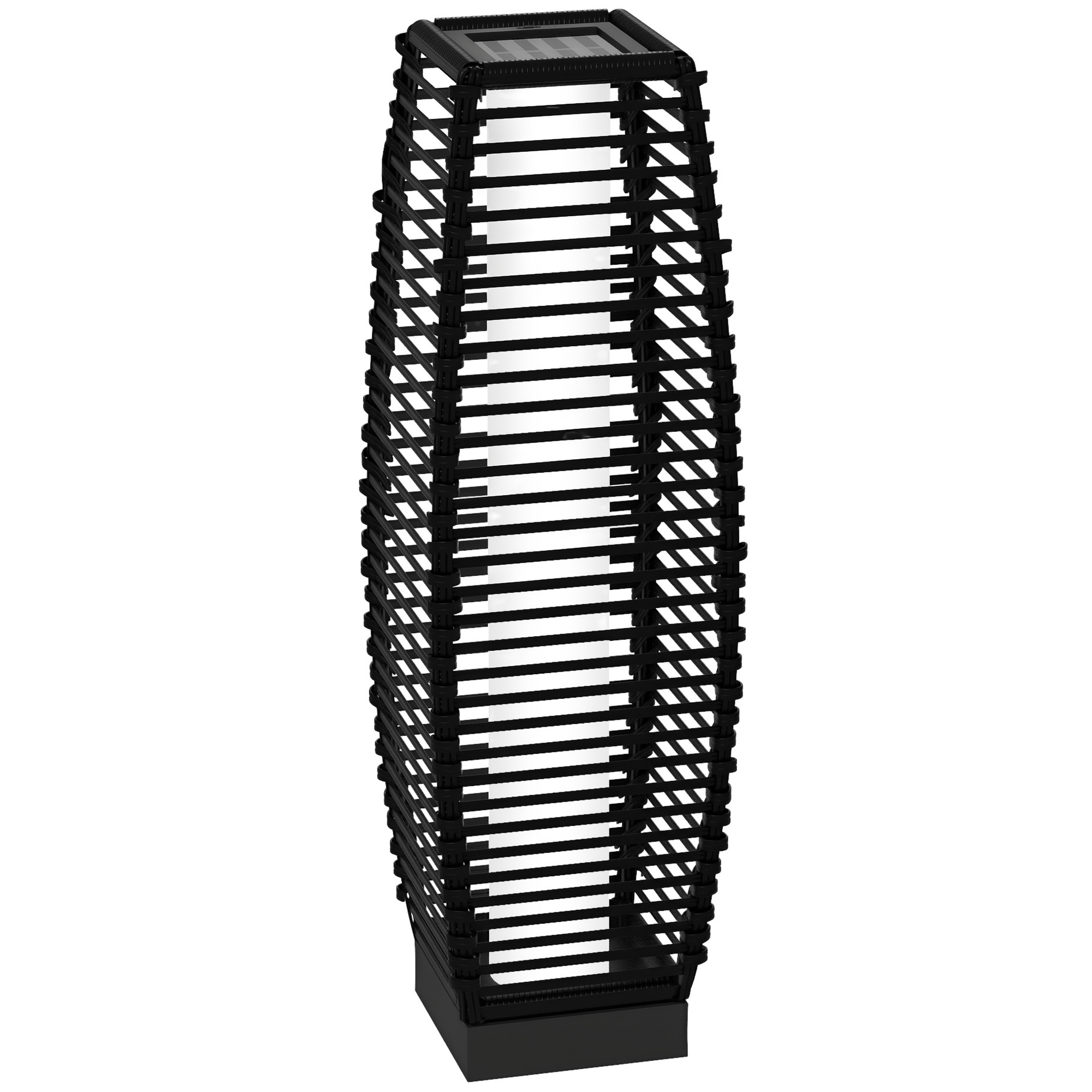 Solar Floor Lamp, Outdoor Rattan Garden Lantern Pathway Light & Decorative Driveway Lighting, Black (Drop Shipping Only, Not for Amazon)