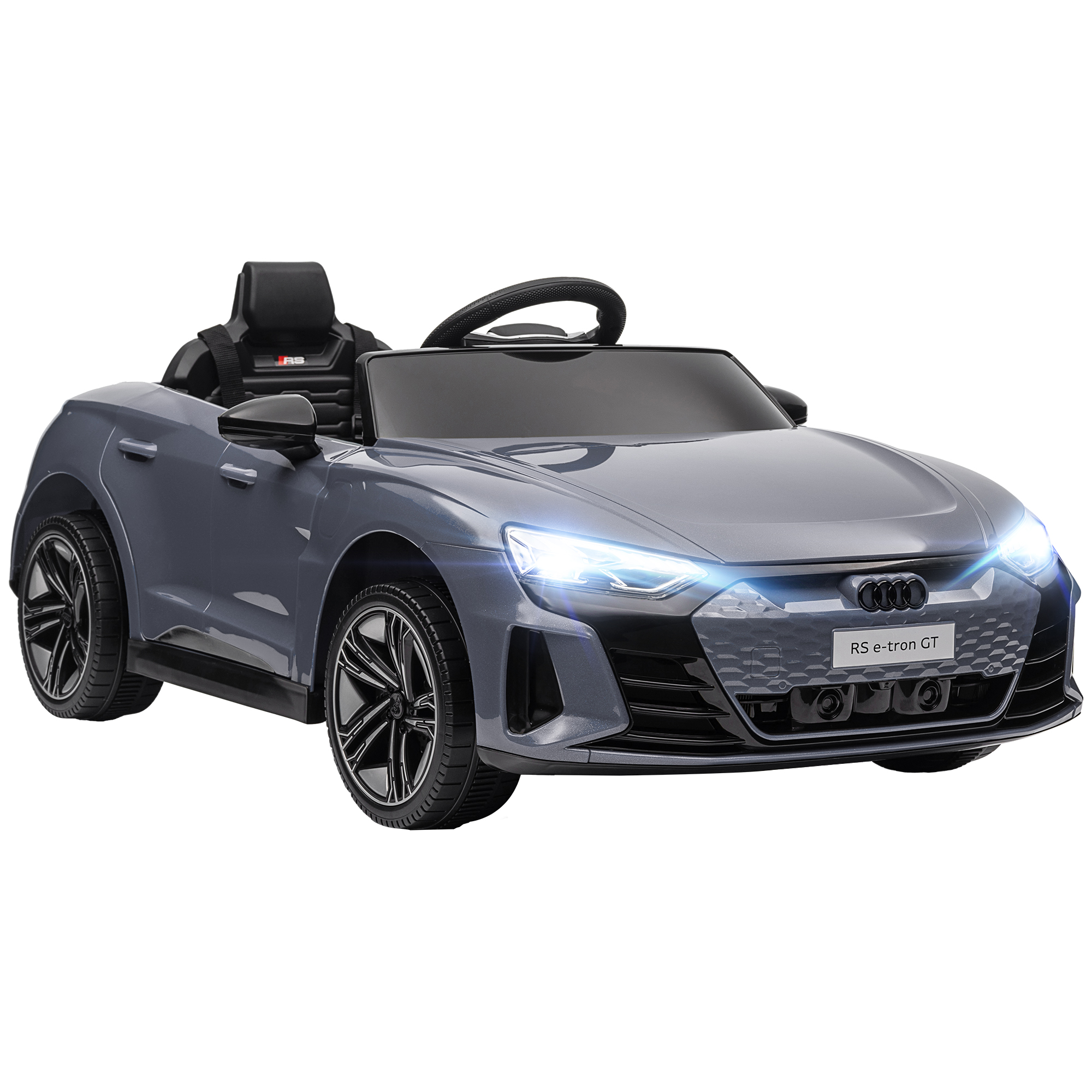12V Licensed Audi RS E-tron GT Kids Ride on Car with Remote Control, Suspension, Horn, Music, Lights, Gray (Drop Shipping Only, Not for Amazon)
