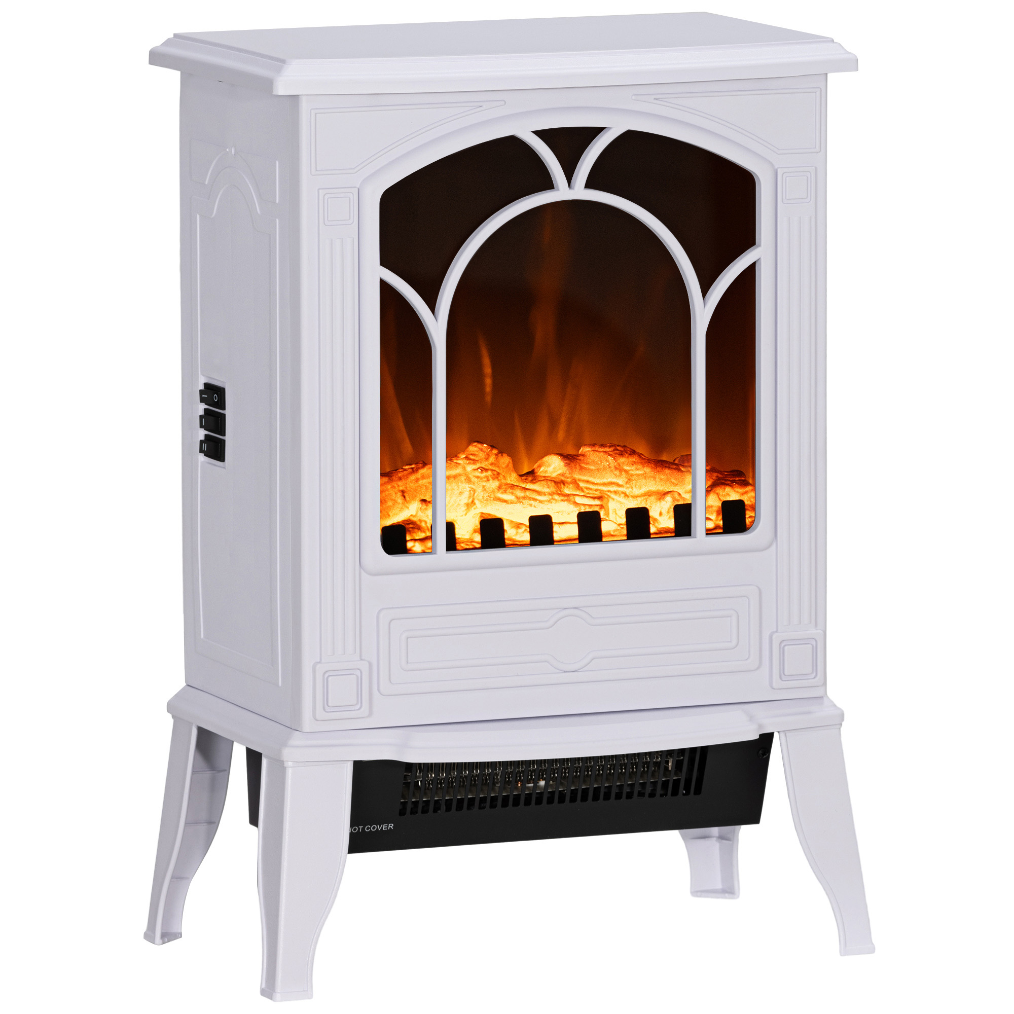 Electric Fireplace Heater, Freestanding Fireplace Stove with Realistic Flame Effect Overheat Protection 725W/1450W Black (Drop Shipping Only, Not for Amazon)