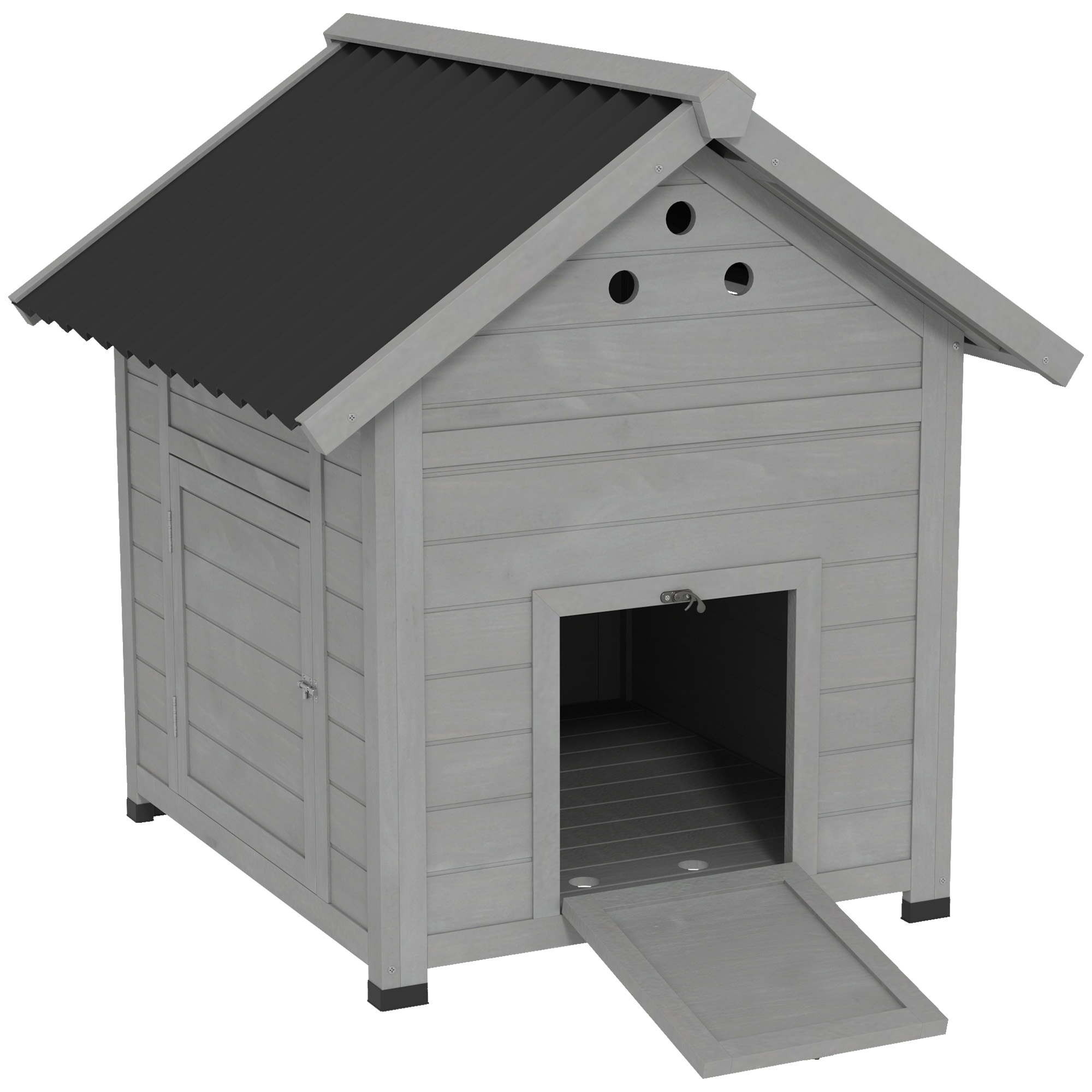 Duck Coop, Wooden Duck House with Openable Roof & Double Doors, Light Gray (Drop Shipping Only, Not for Amazon)