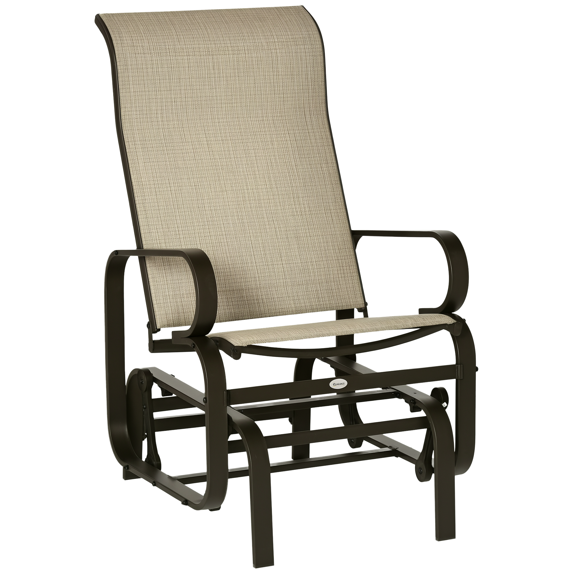 Gliding Lounger Chair, Single Rocker with Lightweight Metal & Mesh Construction, Tan (Drop Shipping Only, Not for Amazon)