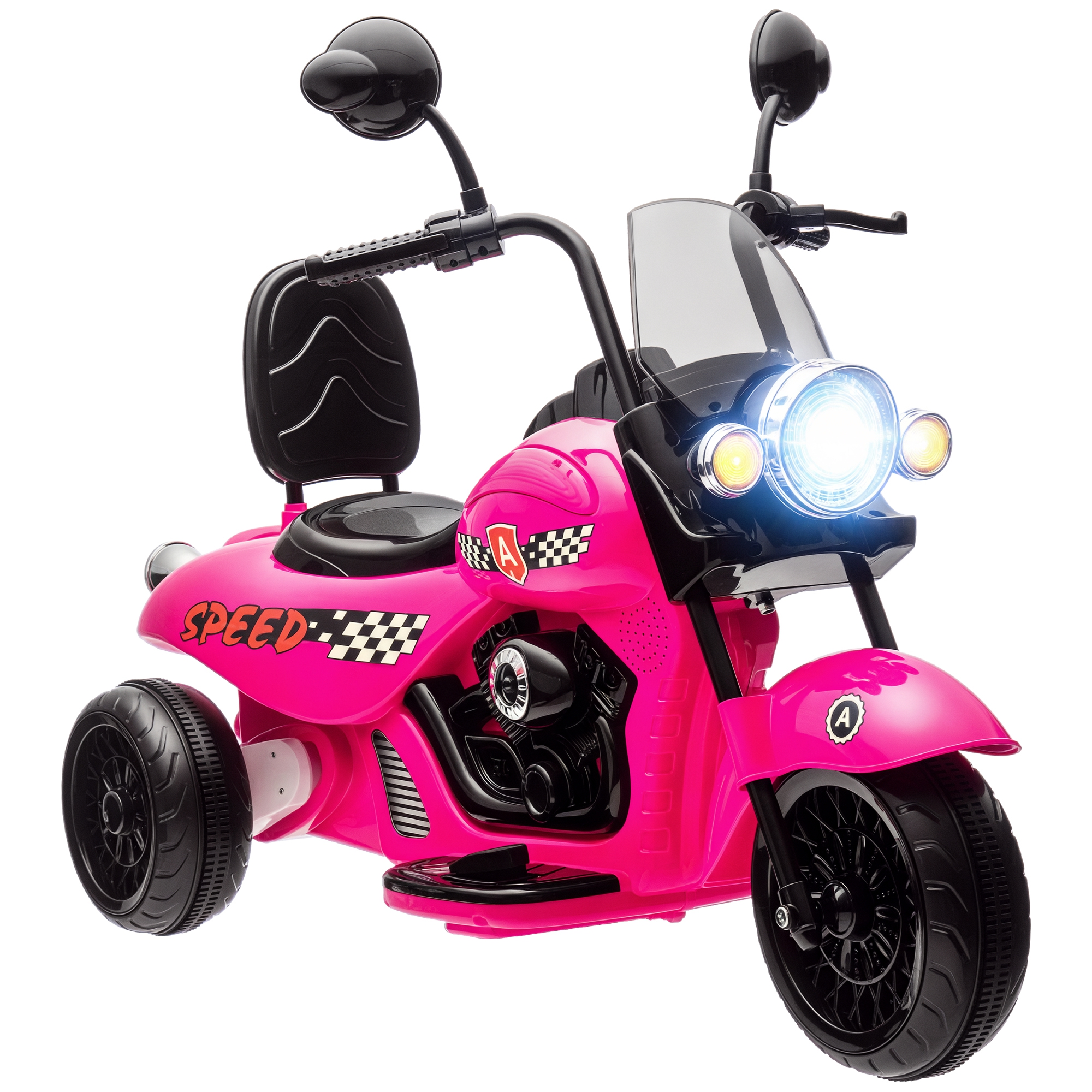 6V 3 Wheel Electric Motorcycle for Kids, Battery Powered Motorbike w/ Headlights, Music, Forward & Reverse, Pink (Drop Shipping Only, Not for Amazon)