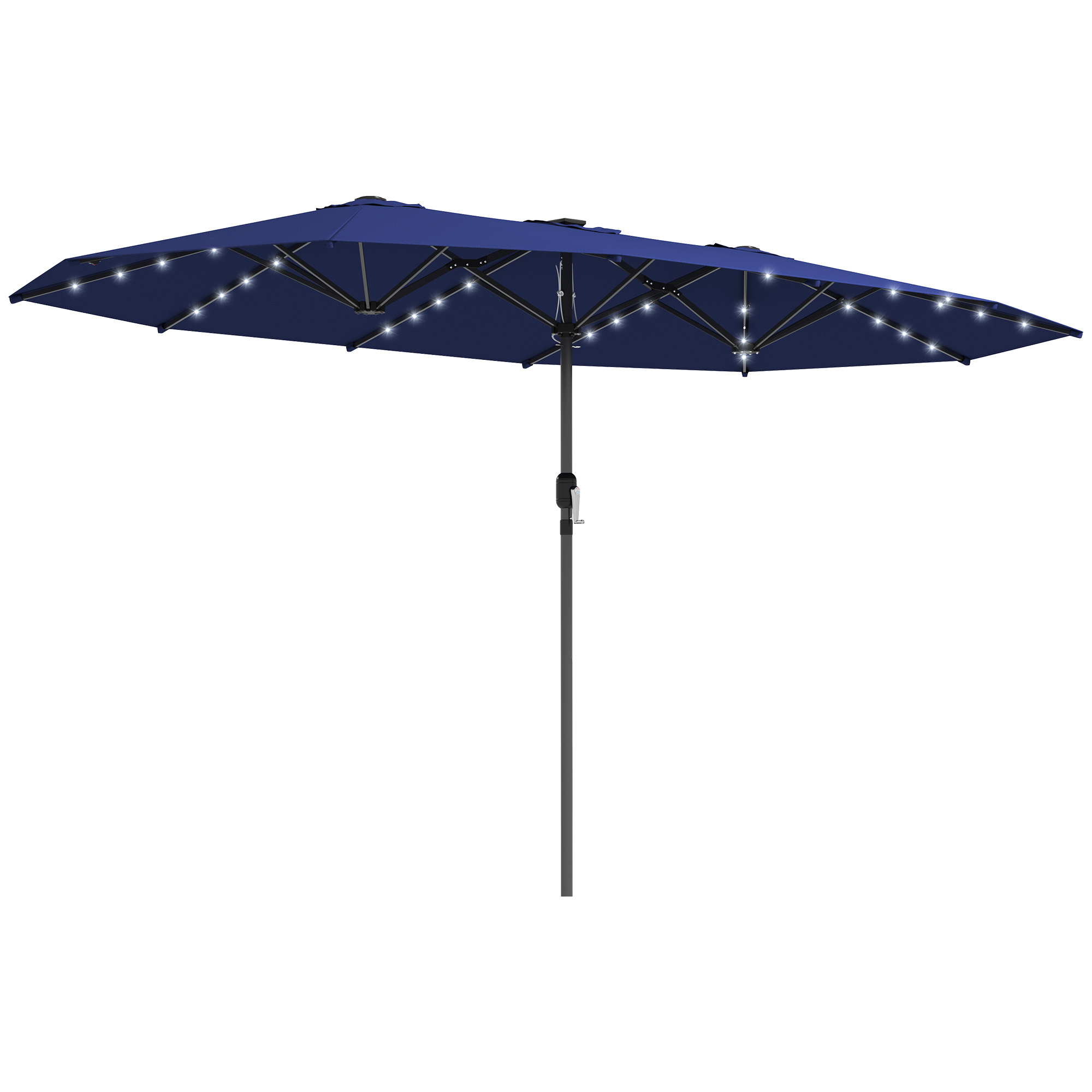 Garden Parasol, Double-Sided Sun Umbrella with LED Solar Lights, Patio Parasol for Outdoor, Navy Blue (Drop Shipping Only, Not for Amazon)
