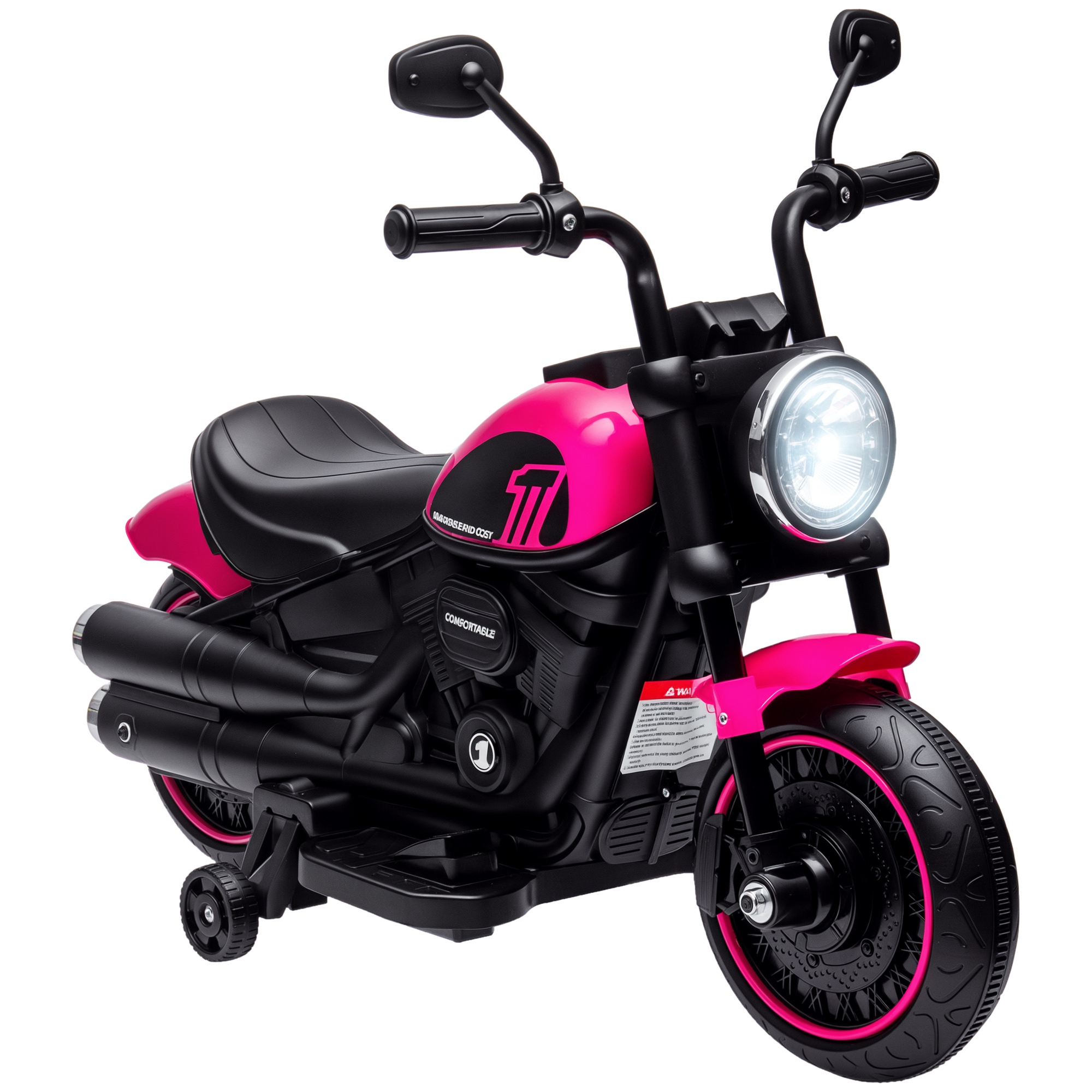 6V Kids Motorcycle w/ Training Wheels, Single-Button Start, Red (Drop Shipping Only, Not for Amazon)